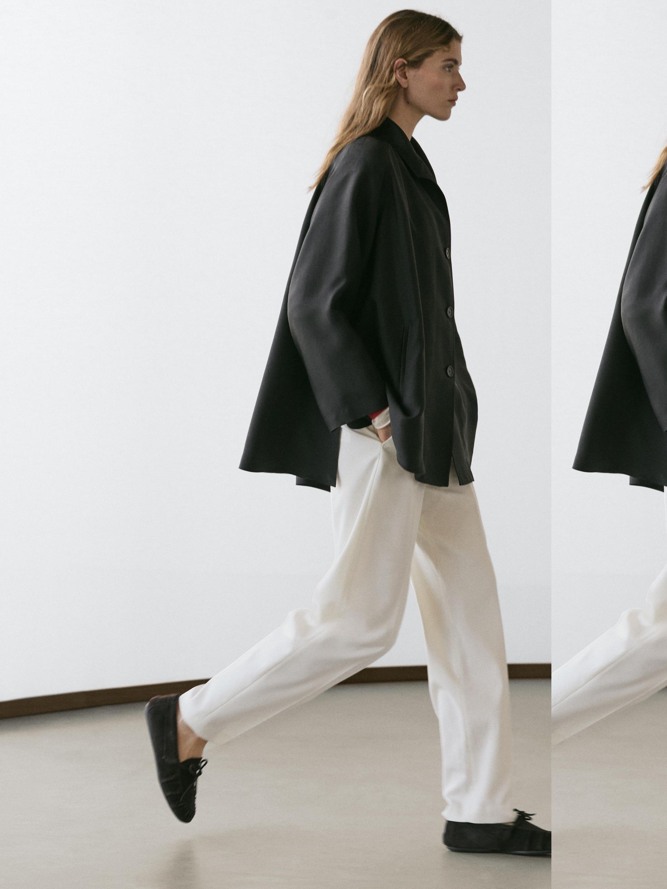 Straight-leg flowing trousers — CREAM