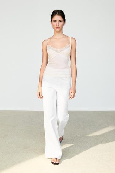 Strappy top with lace detail — CREAM 1