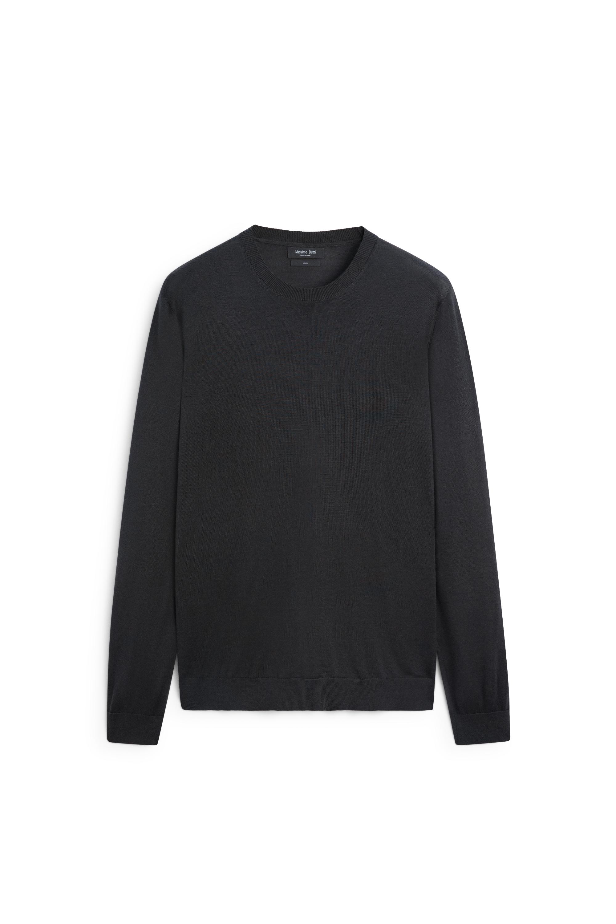 100% merino wool knit round neck sweater — Greyish green