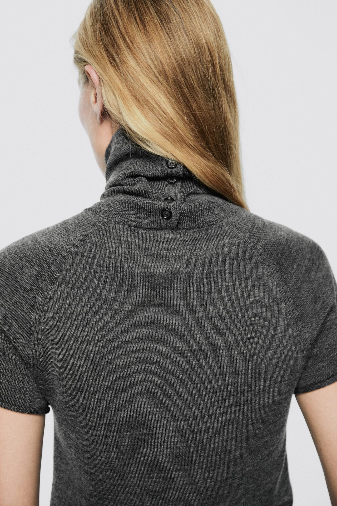 100% wool short sleeve knit sweater - LIMITED EDITION — MEDIUM GREY