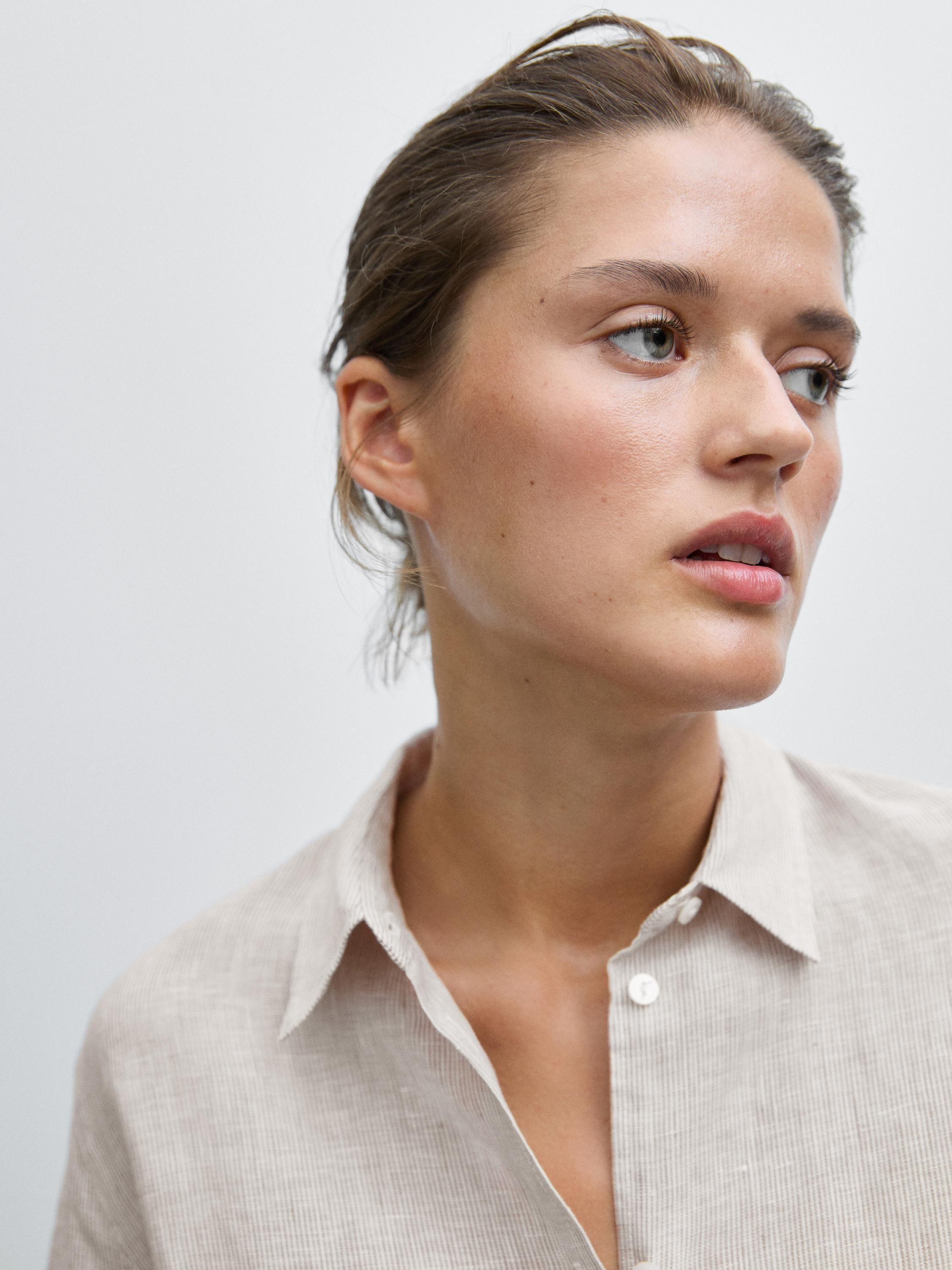 Pinstriped flowing linen shirt