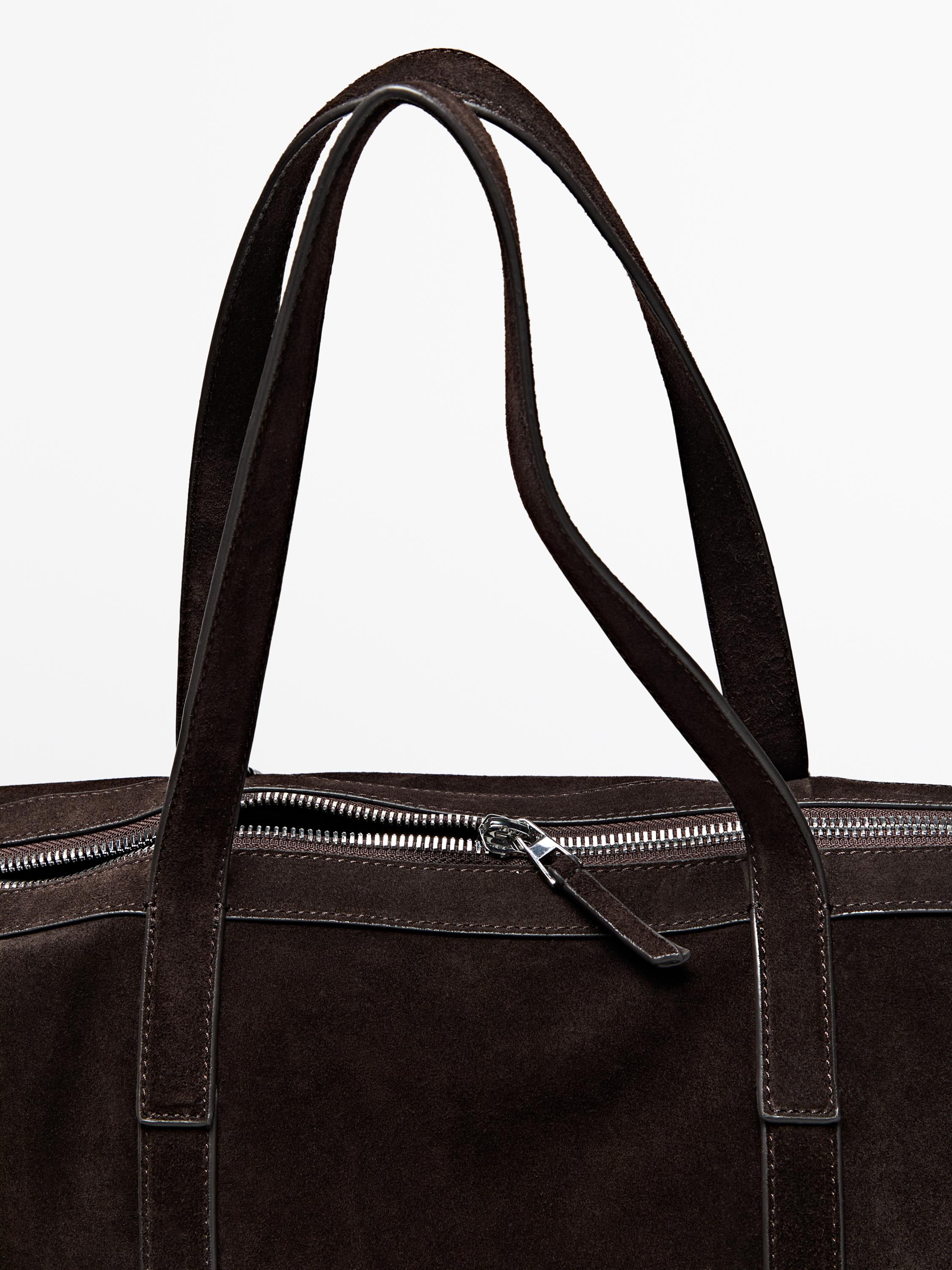 Suede leather travel bag — BROWN