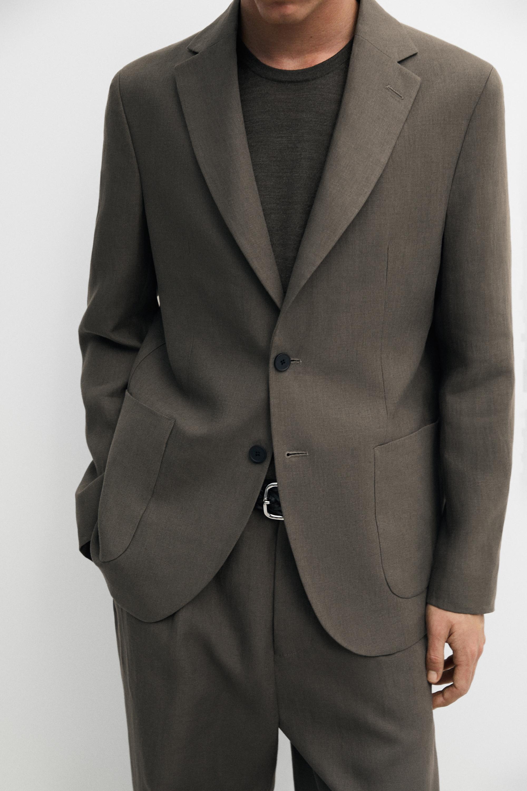 100% linen suit blazer — DARK GREEN