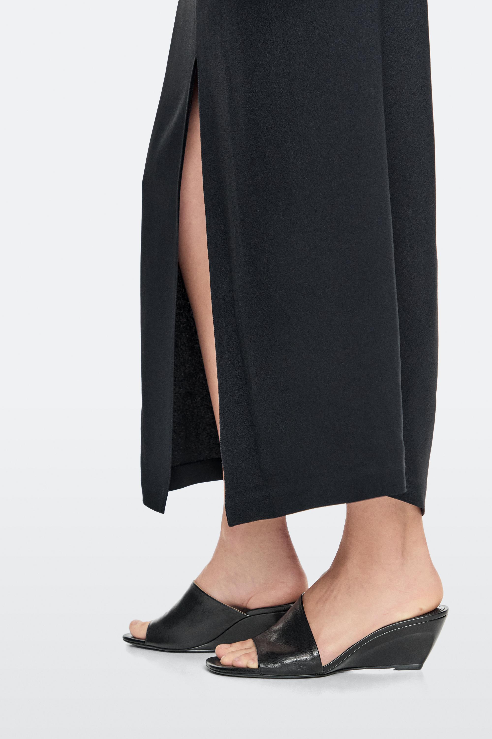 Soft leather wedge heel sandals — BLACK
