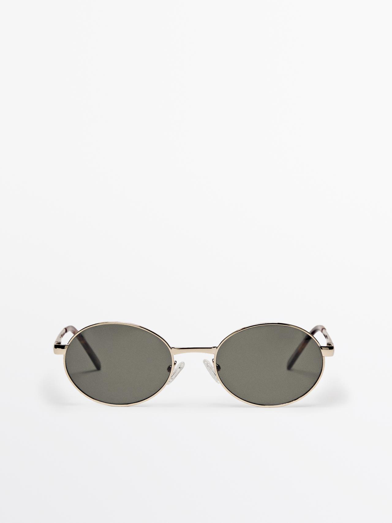 Massimo Dutti - Dame - Runde Solbriller I Metal - Guld - 01