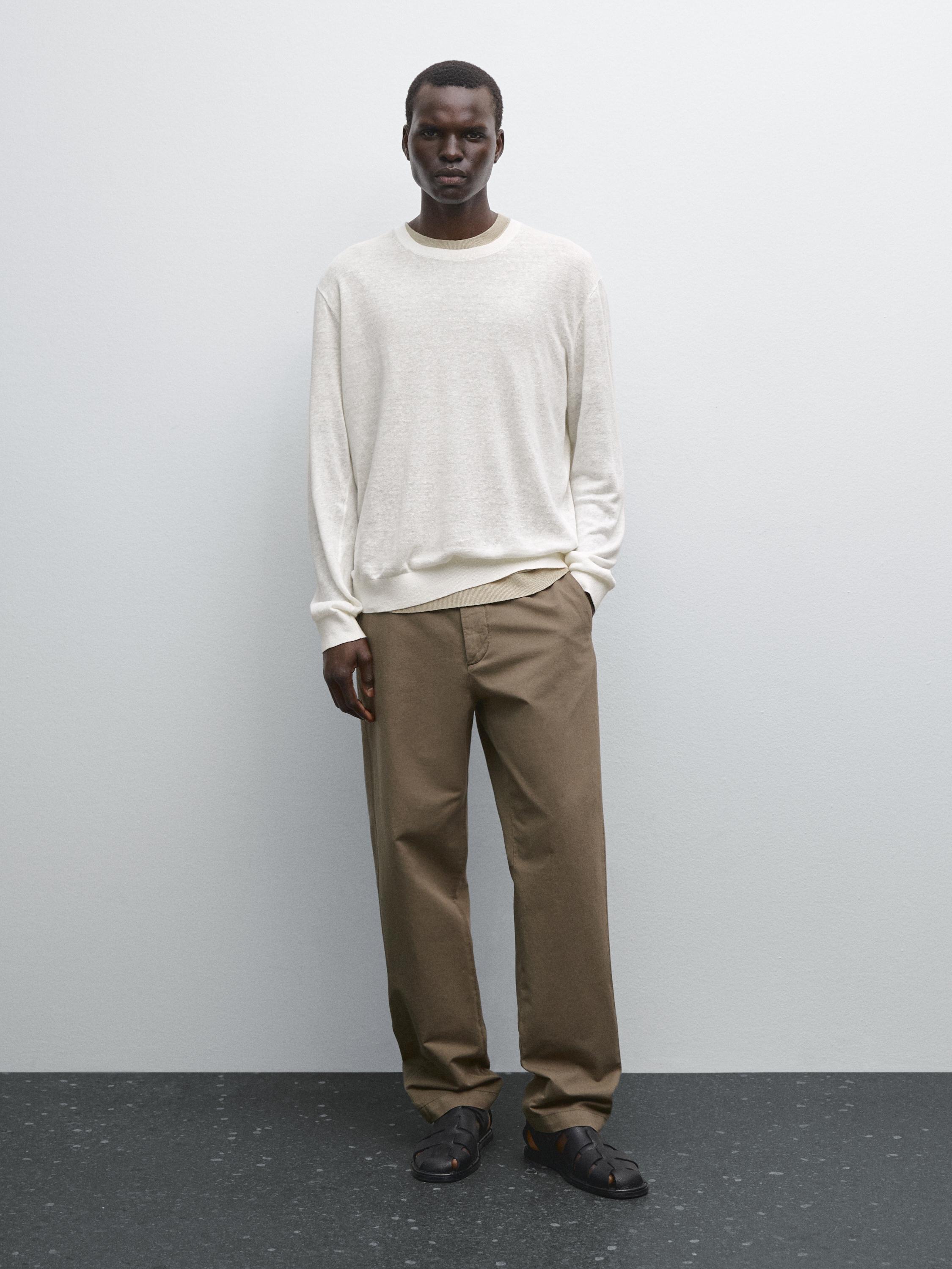 Cotton blend jogger fit trousers