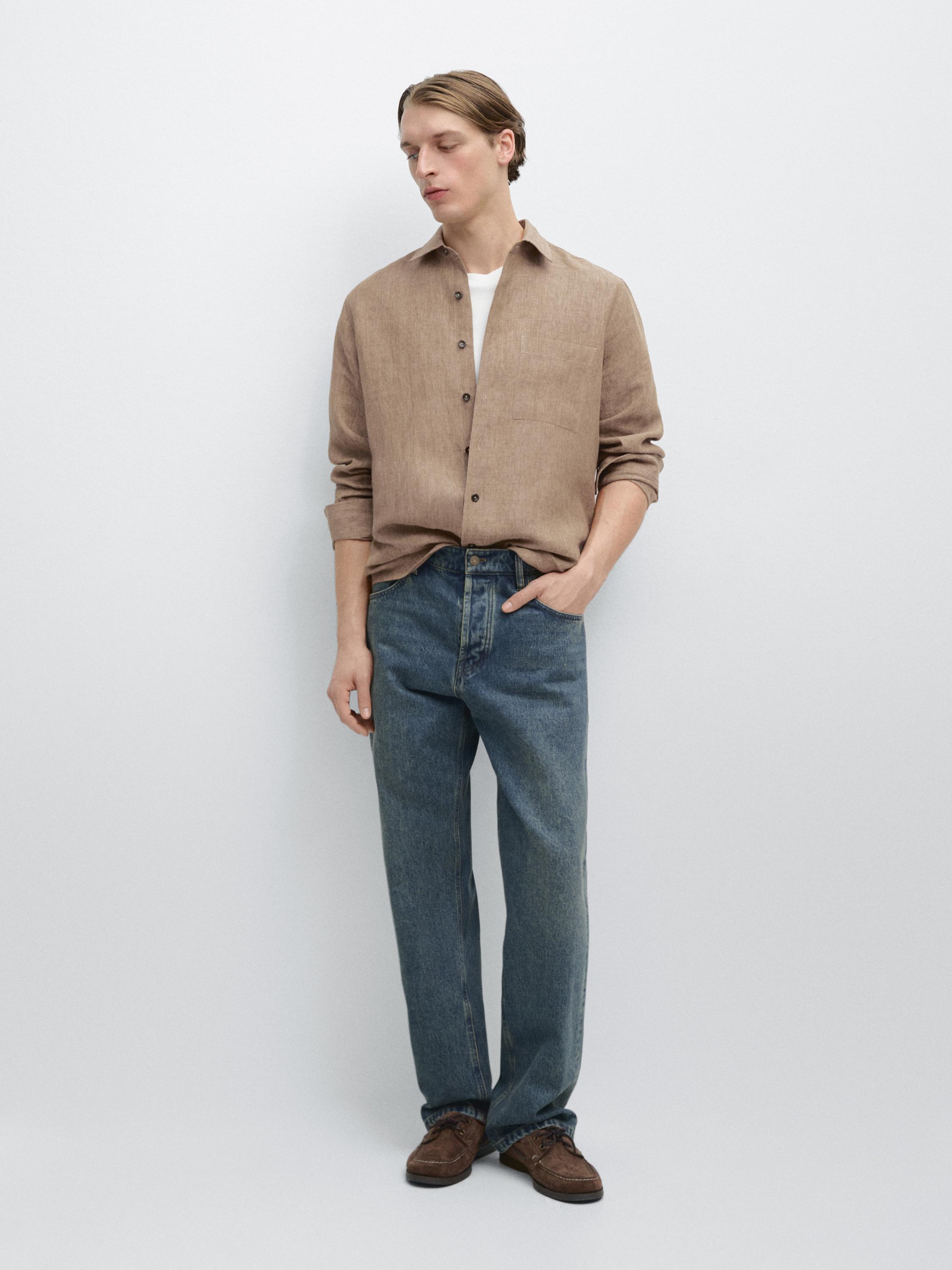 Faded linen shirt with pocket detail