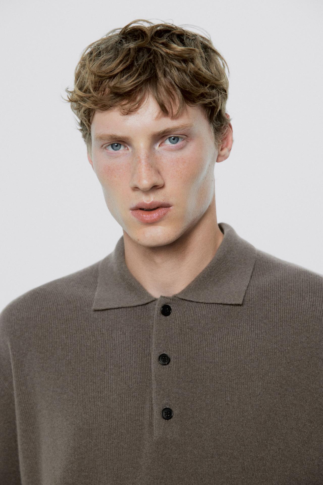100% wool knit polo sweater - LIMITED EDITION — MOLE BROWN