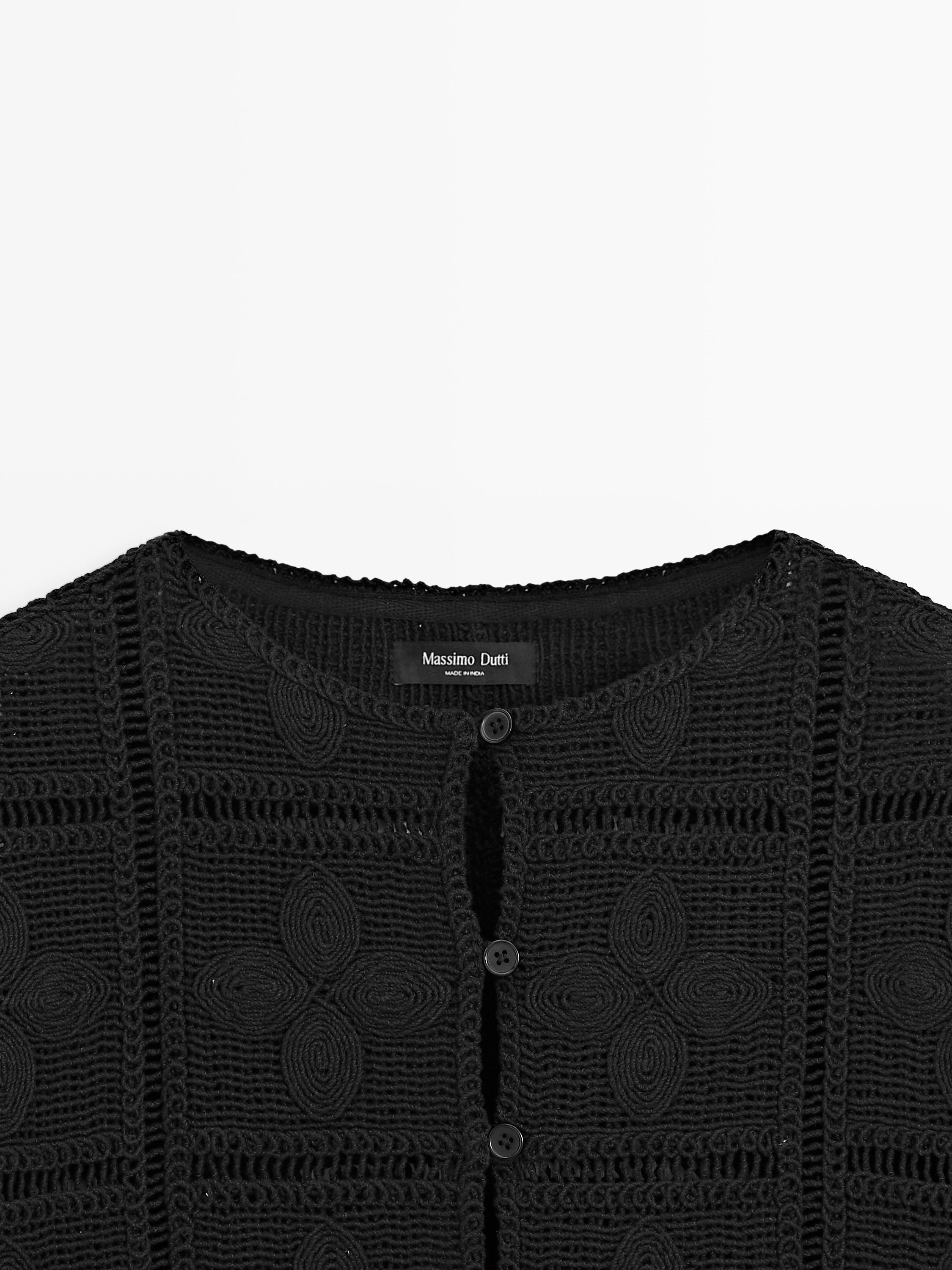 Cutwork crochet cardigan — BLACK