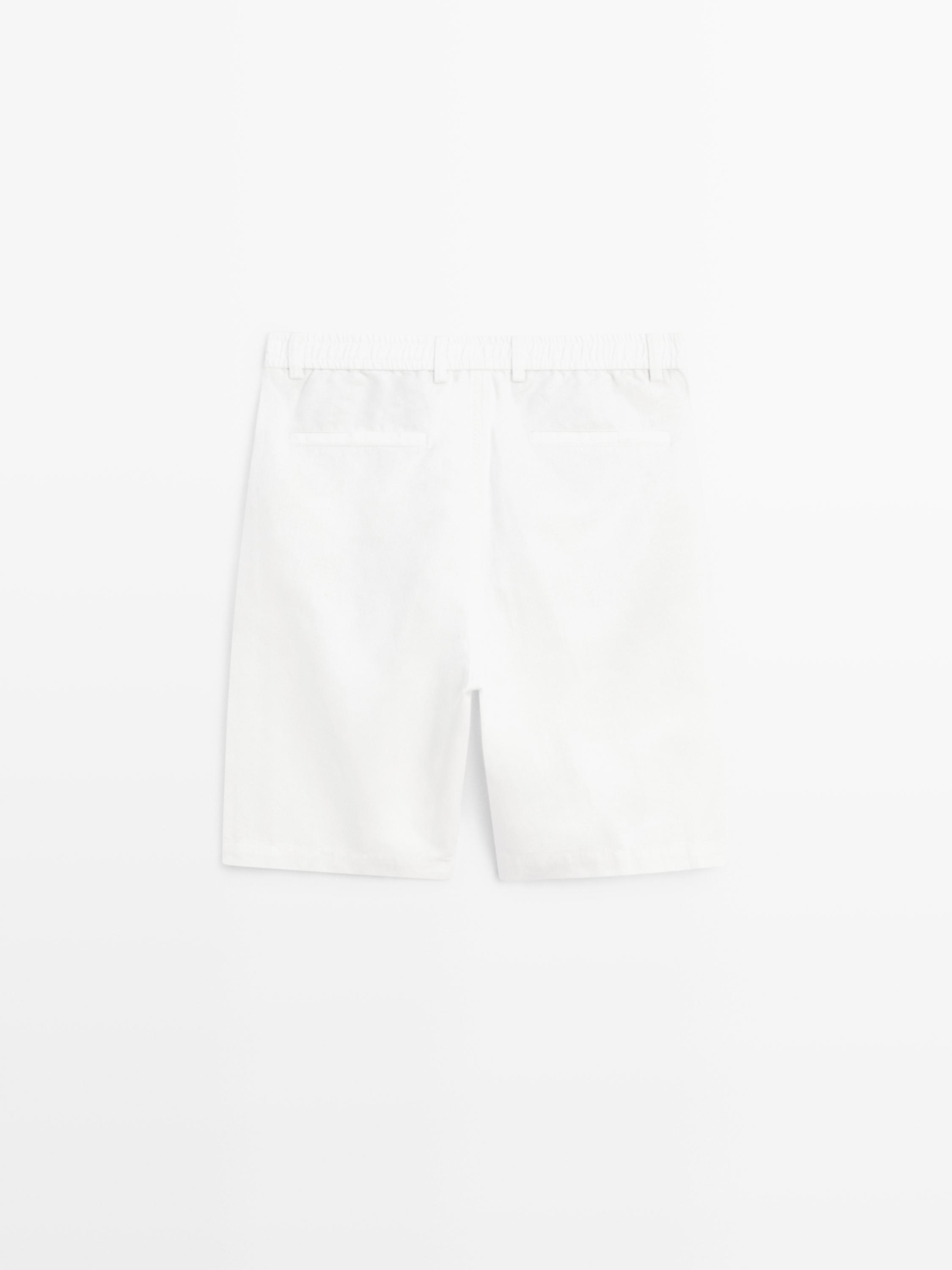 Linen blend Bermuda shorts — WHITE