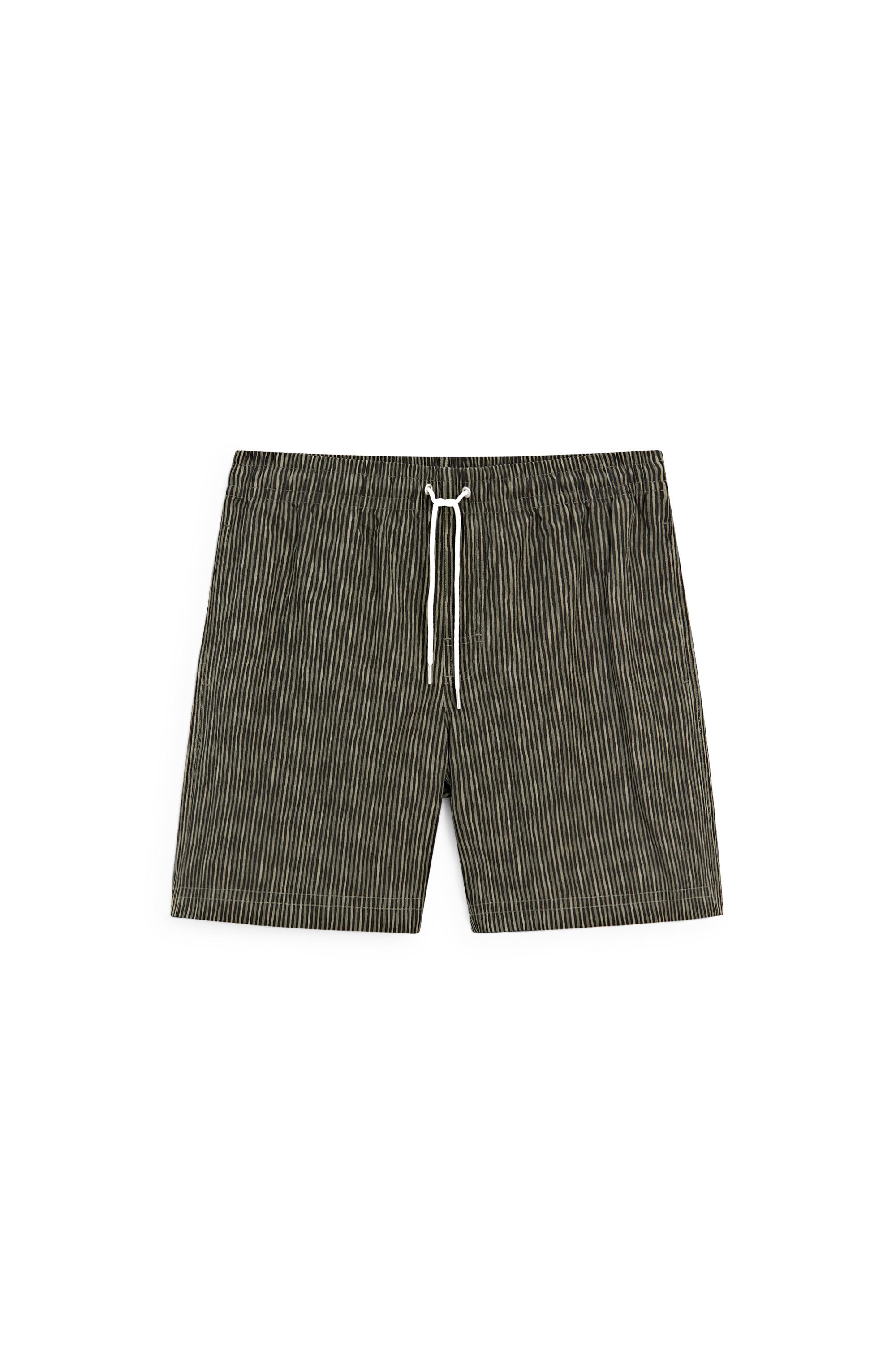 Striped print swimming trunks — KHAKI