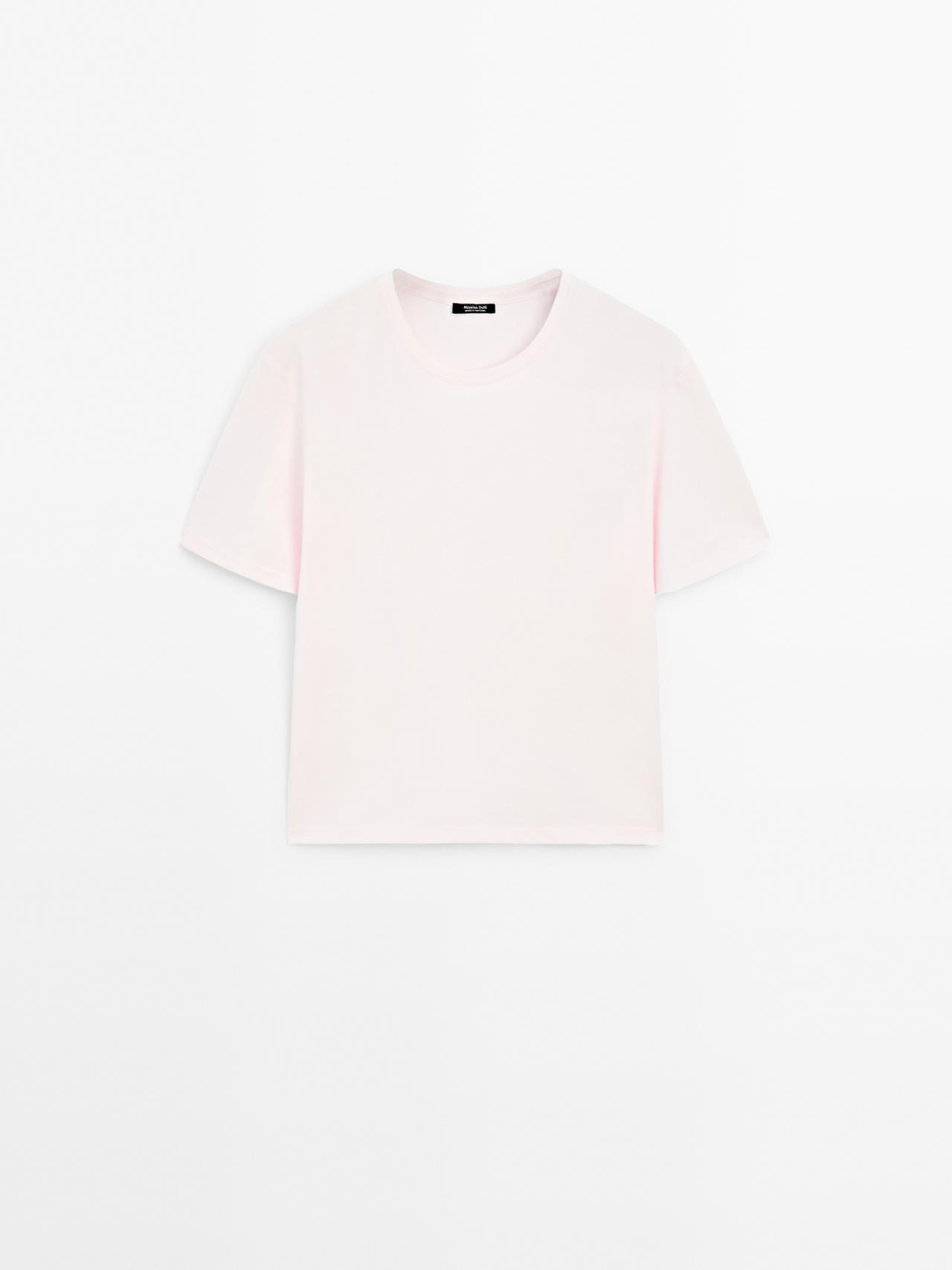 Massimo Dutti - Dame - Regular Fit T-Shirt Med Korte Ærmer - Rosa - S