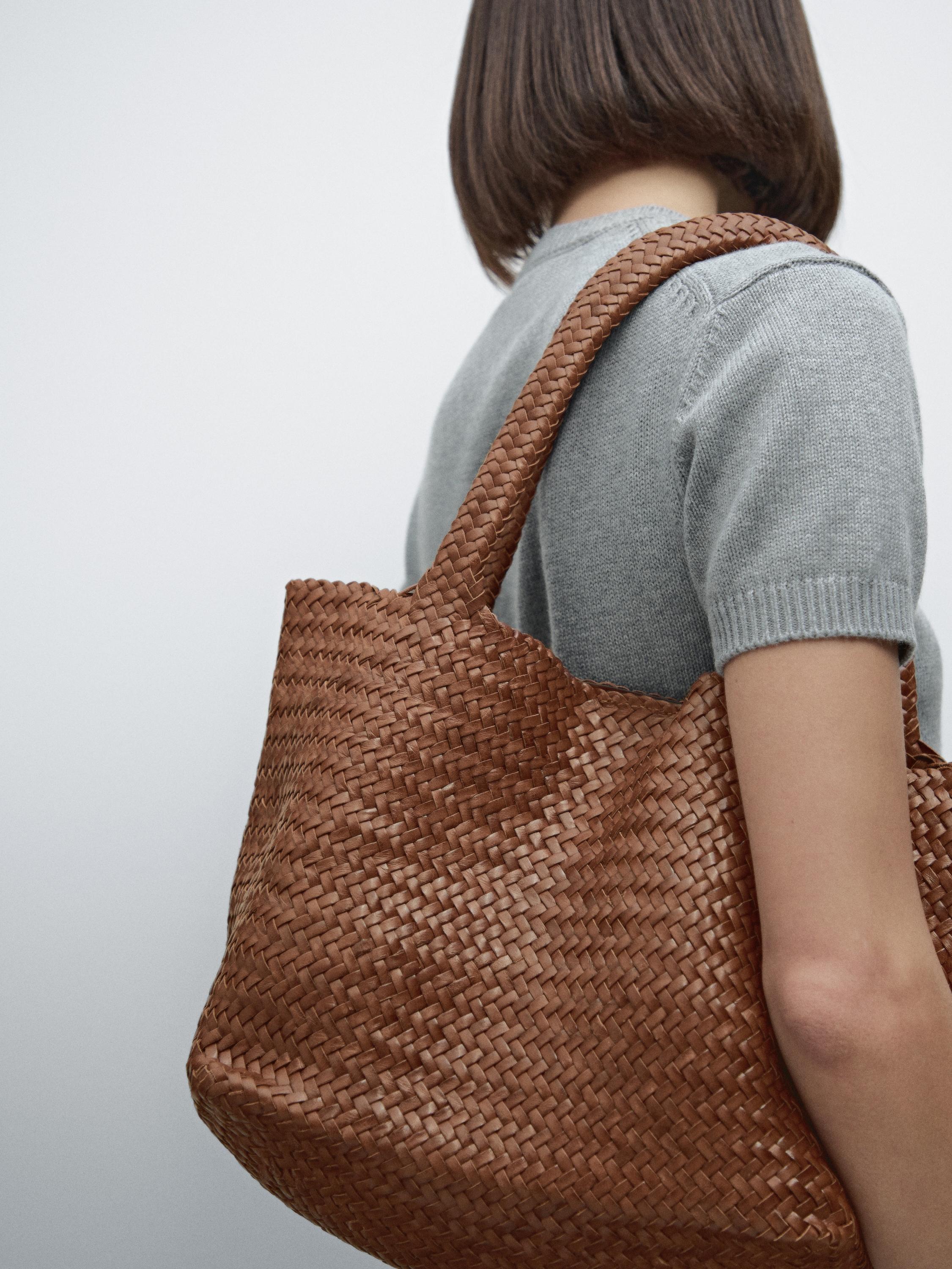Medium braided nappa leather tote bag