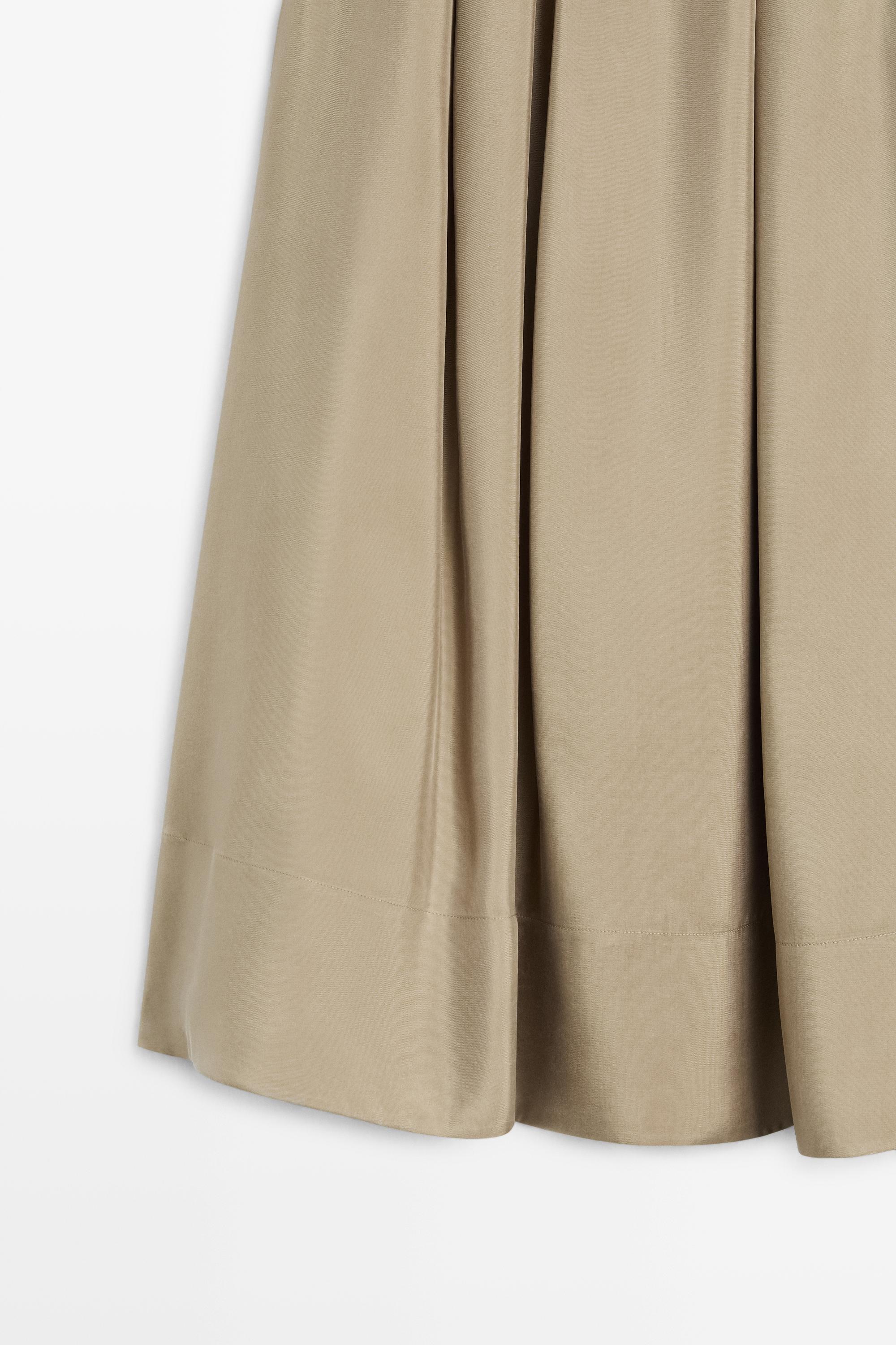 Flowing elastic waist midi skirt — SAND