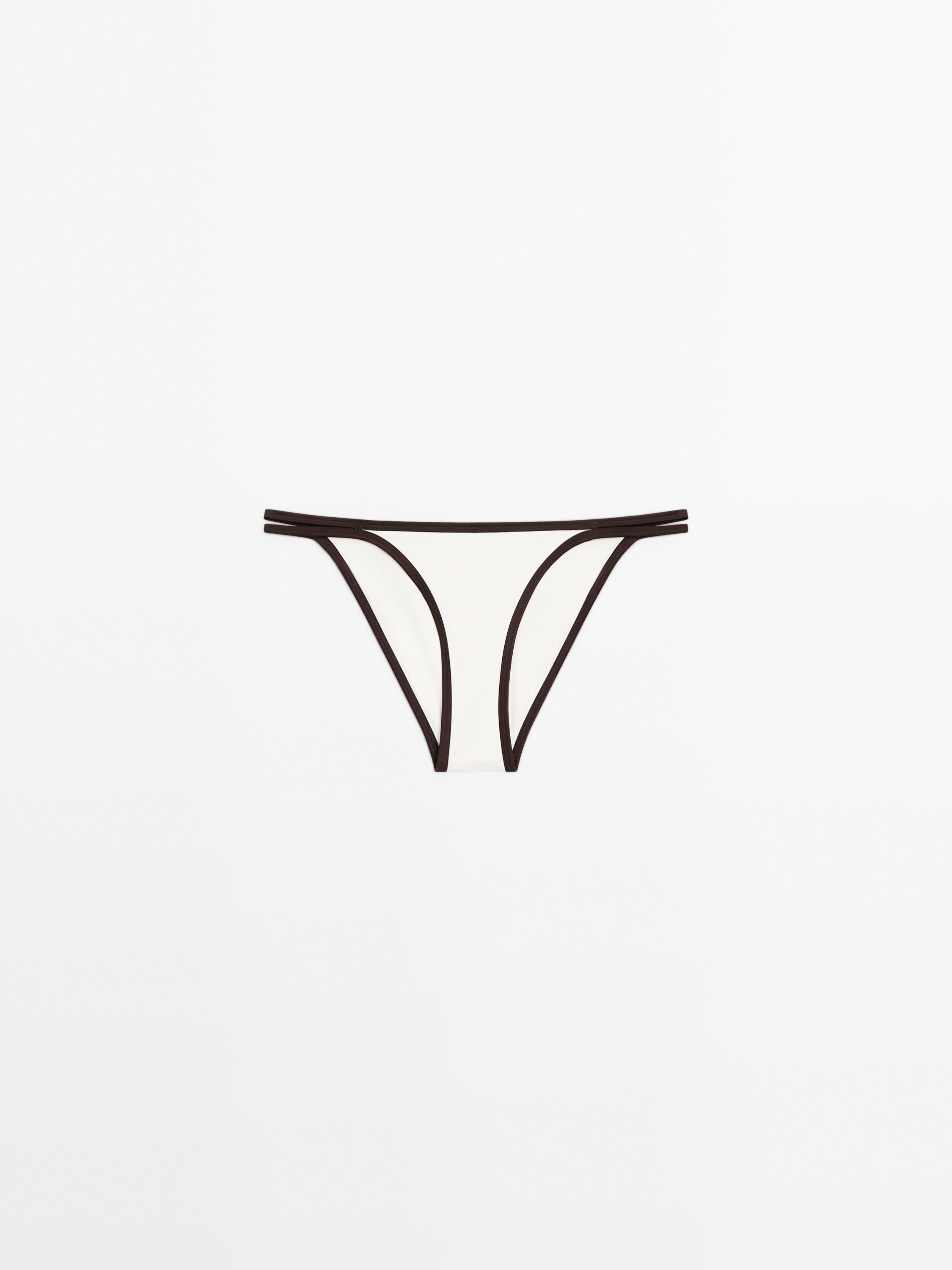 Bas de bikini contrastant double lien