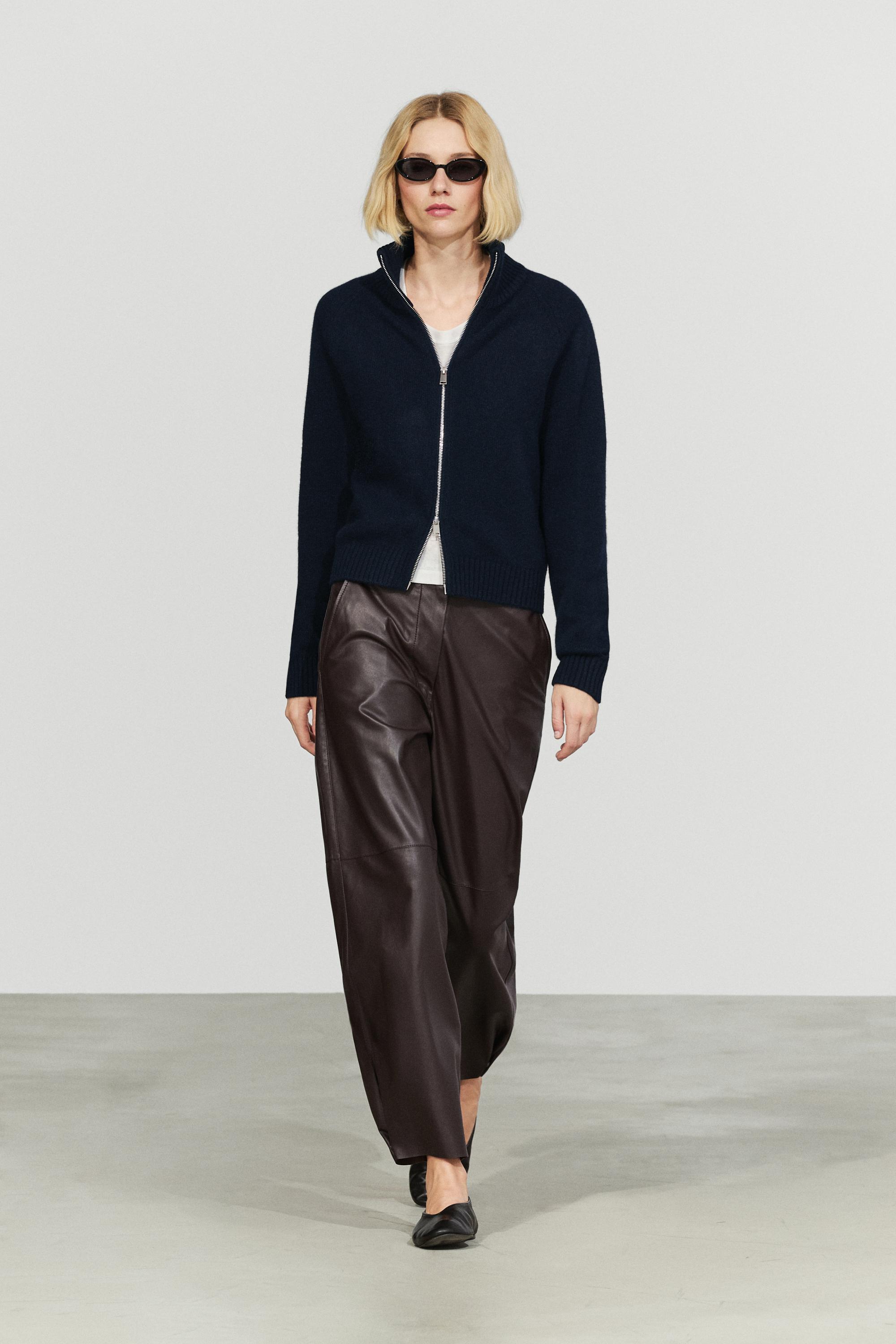 100% cashmere zip knit cardigan