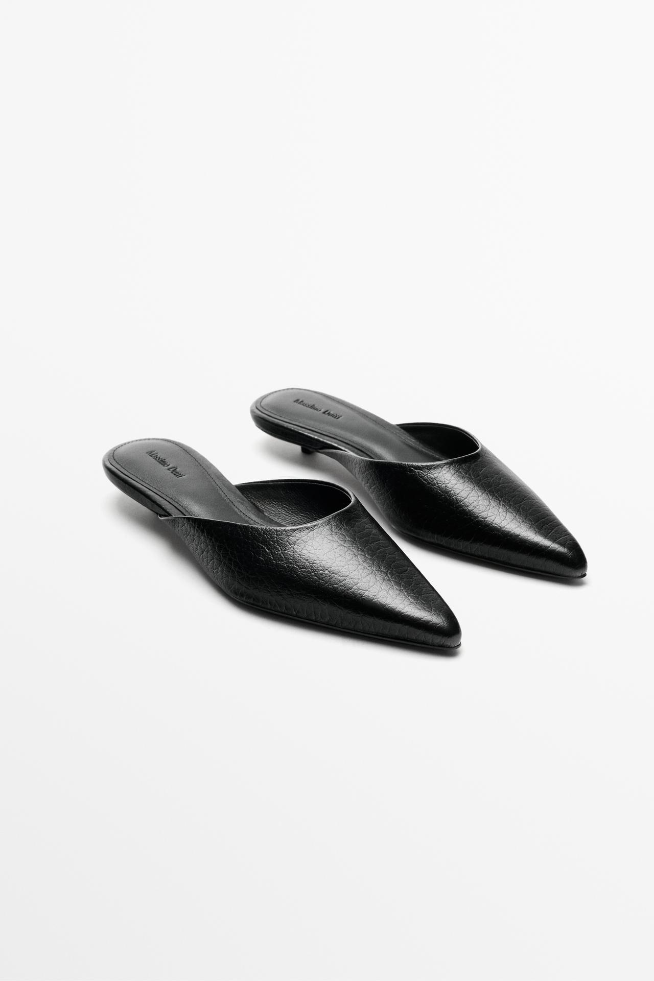 Leather mule heel shoe — BLACK