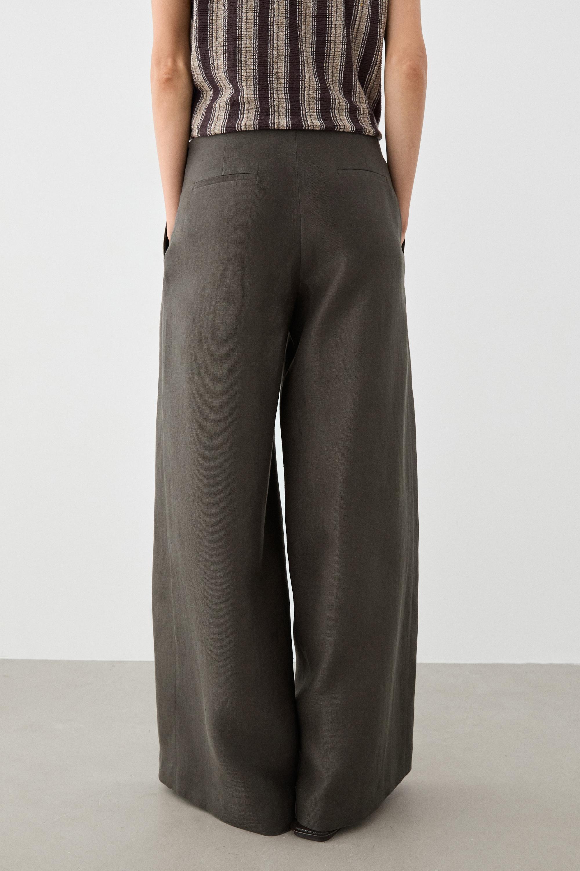 100% linen flowing pants — BROWN MARL