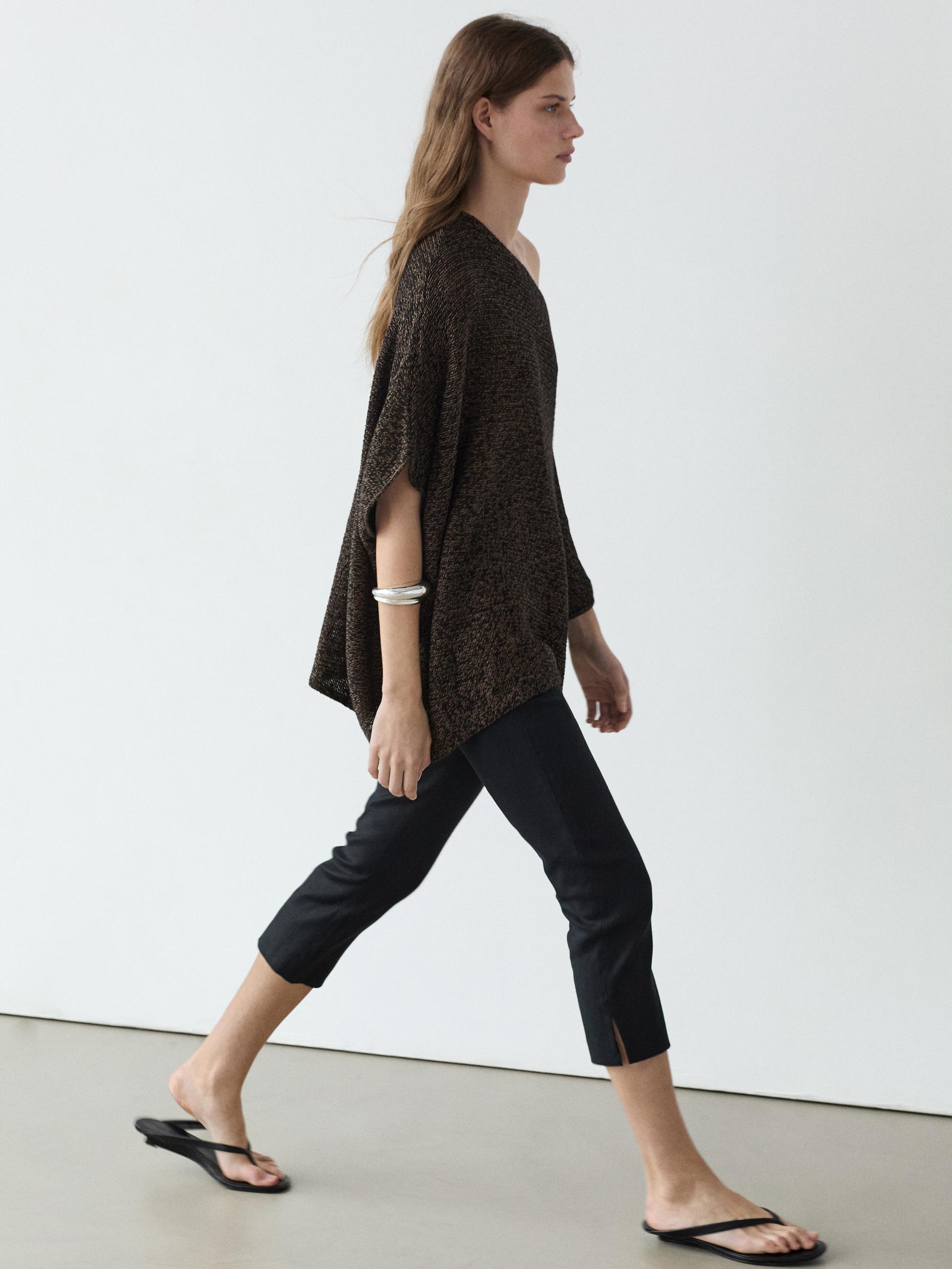 Mantella Morbida Asimmetrica In Misto Cotone - Cioccolato - M - Massimo Dutti - Femminile