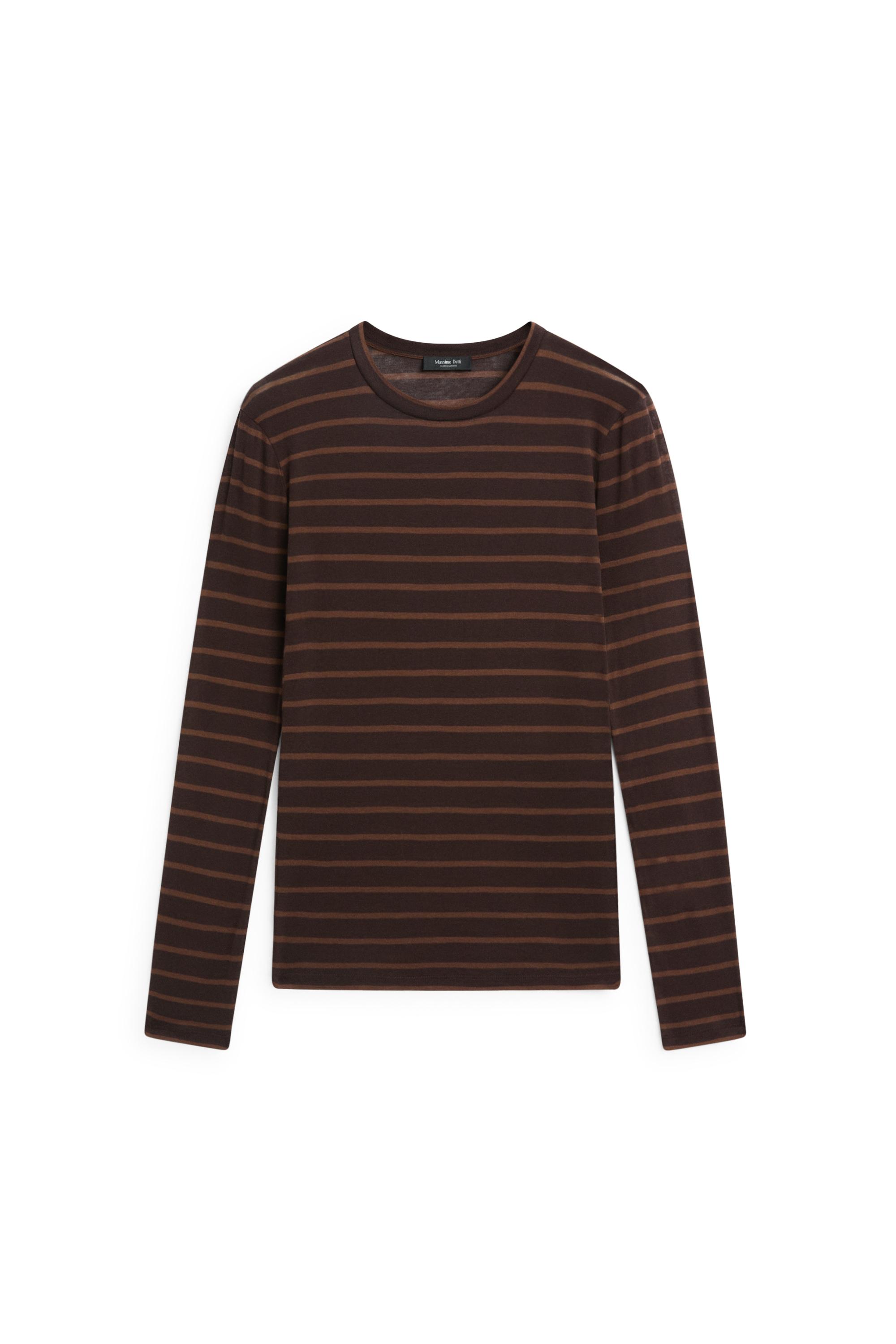 Long sleeve striped T-shirt — BROWN