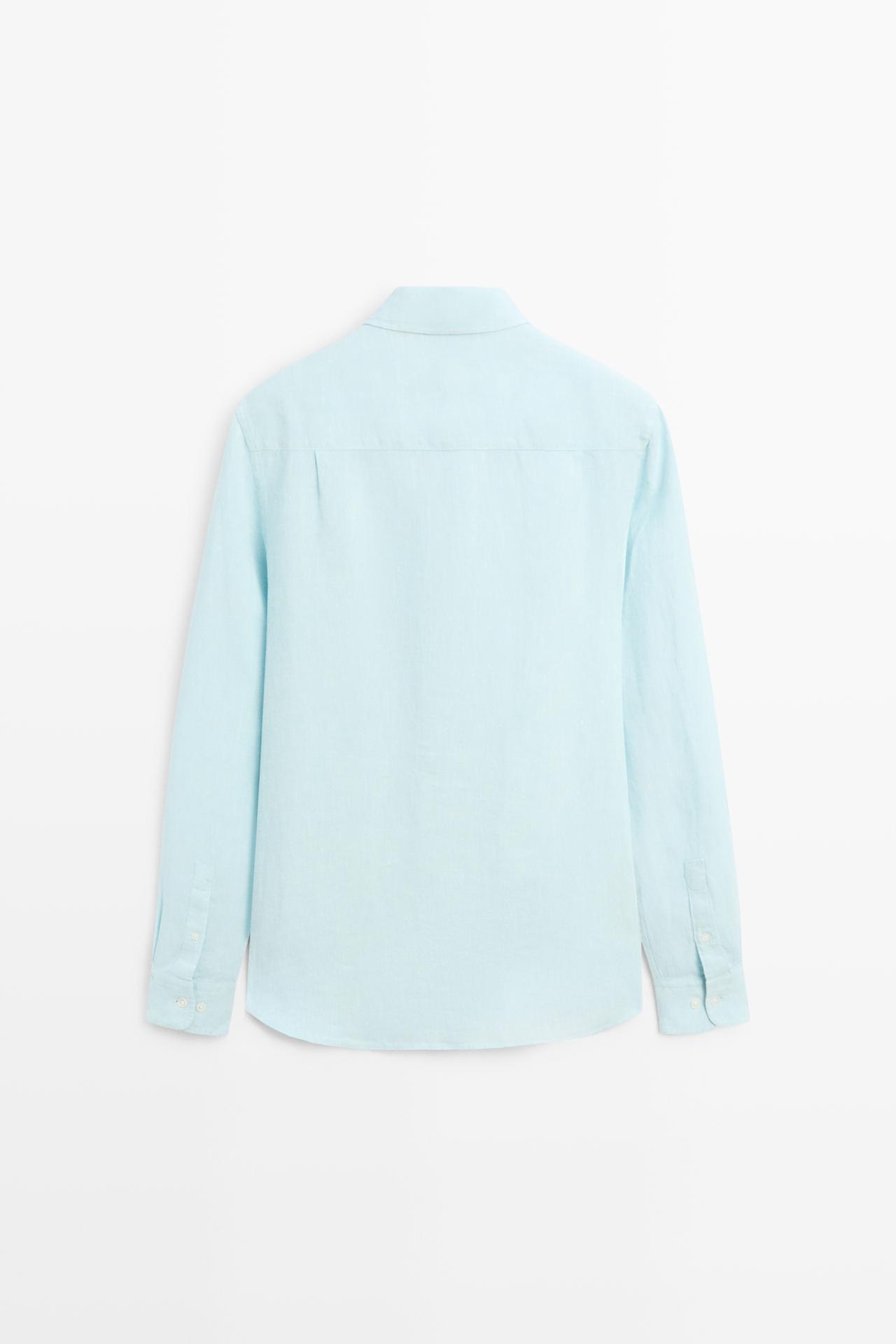 100% linen regular fit shirt — TURQUOISE