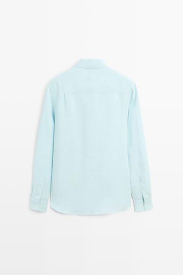 100% linen regular fit shirt — TURQUOISE 6