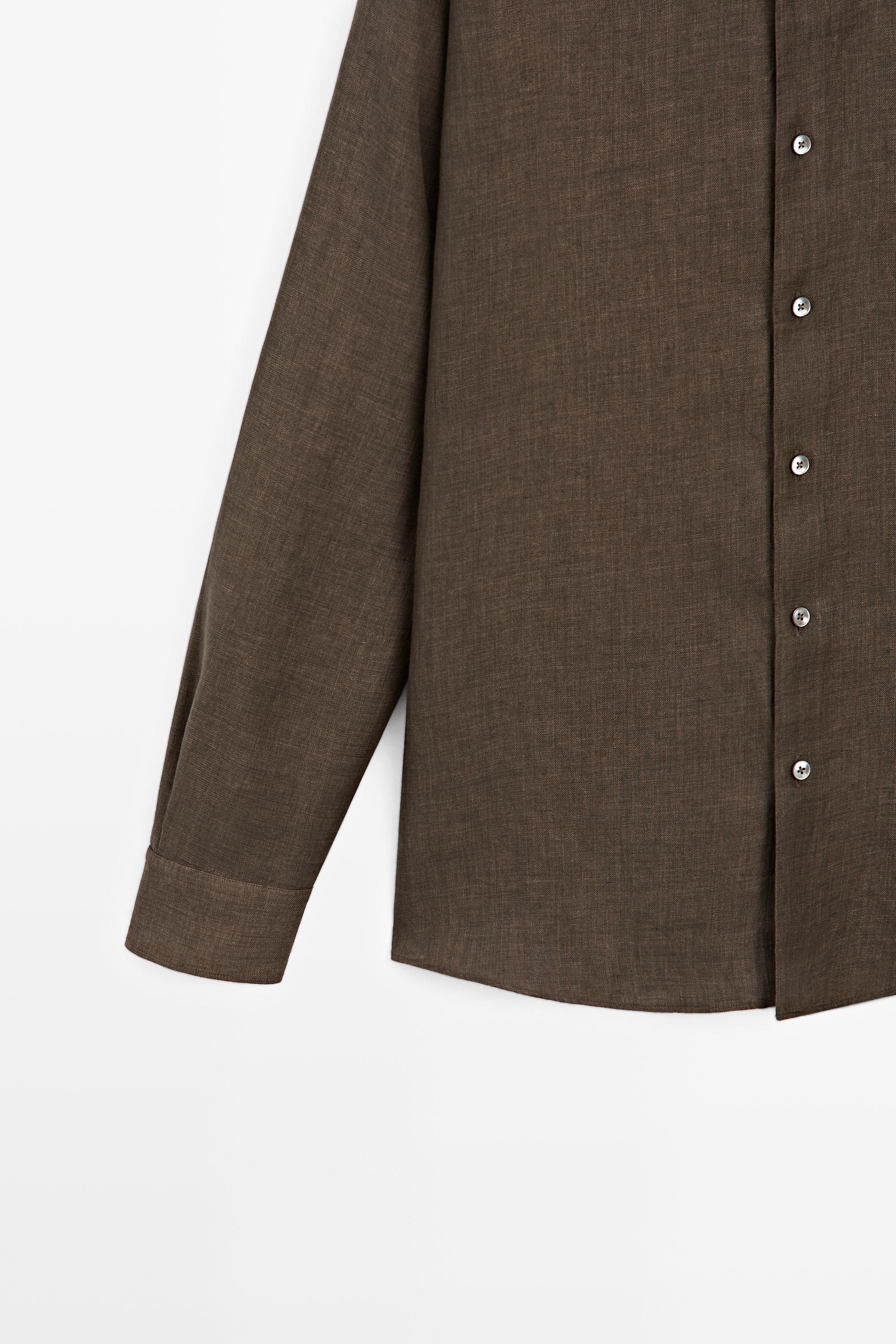 100% linen shirt — BROWN