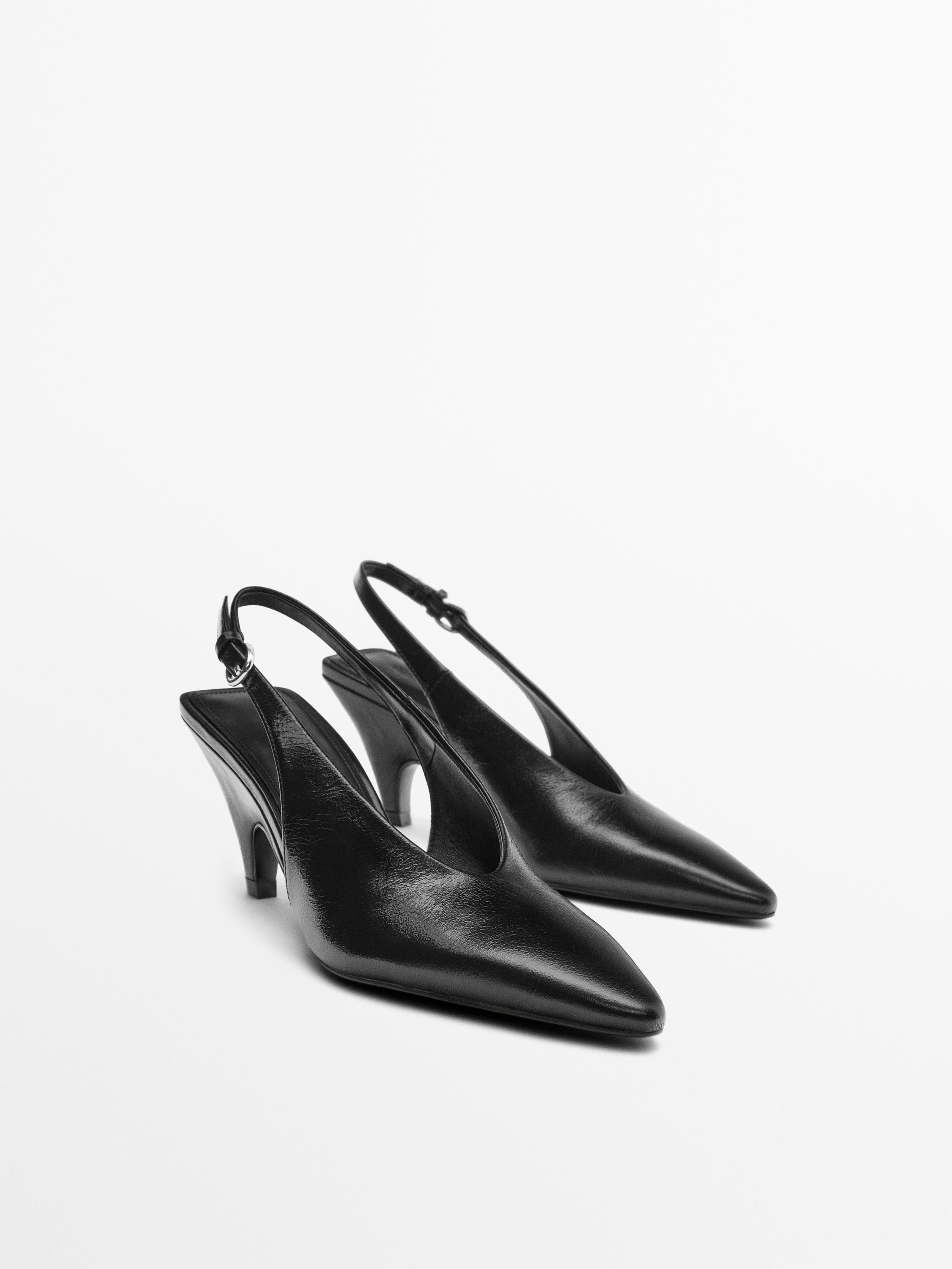 Leather high-heel shoes