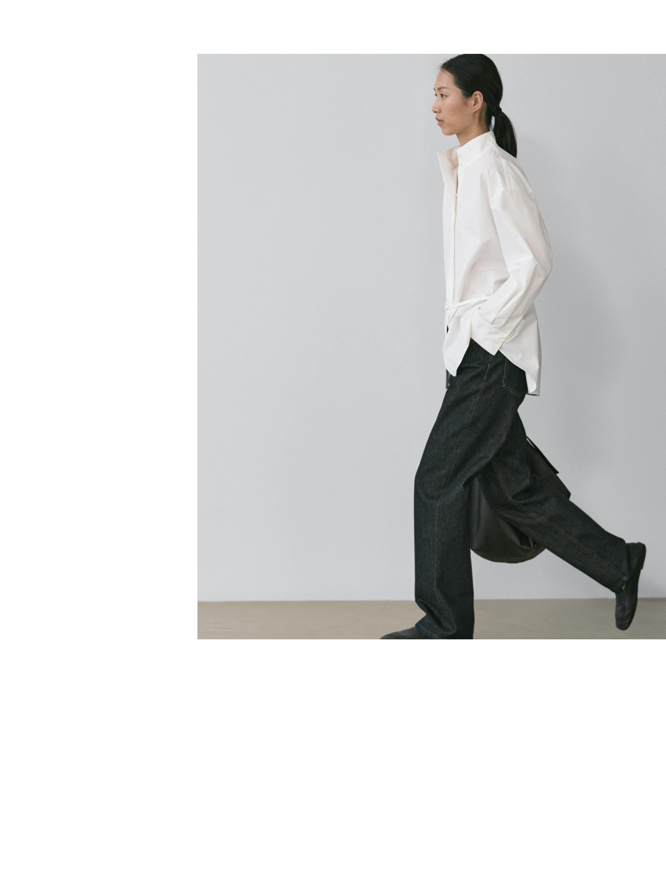 High-waist straight-leg comfort jeans — DARK BLUE