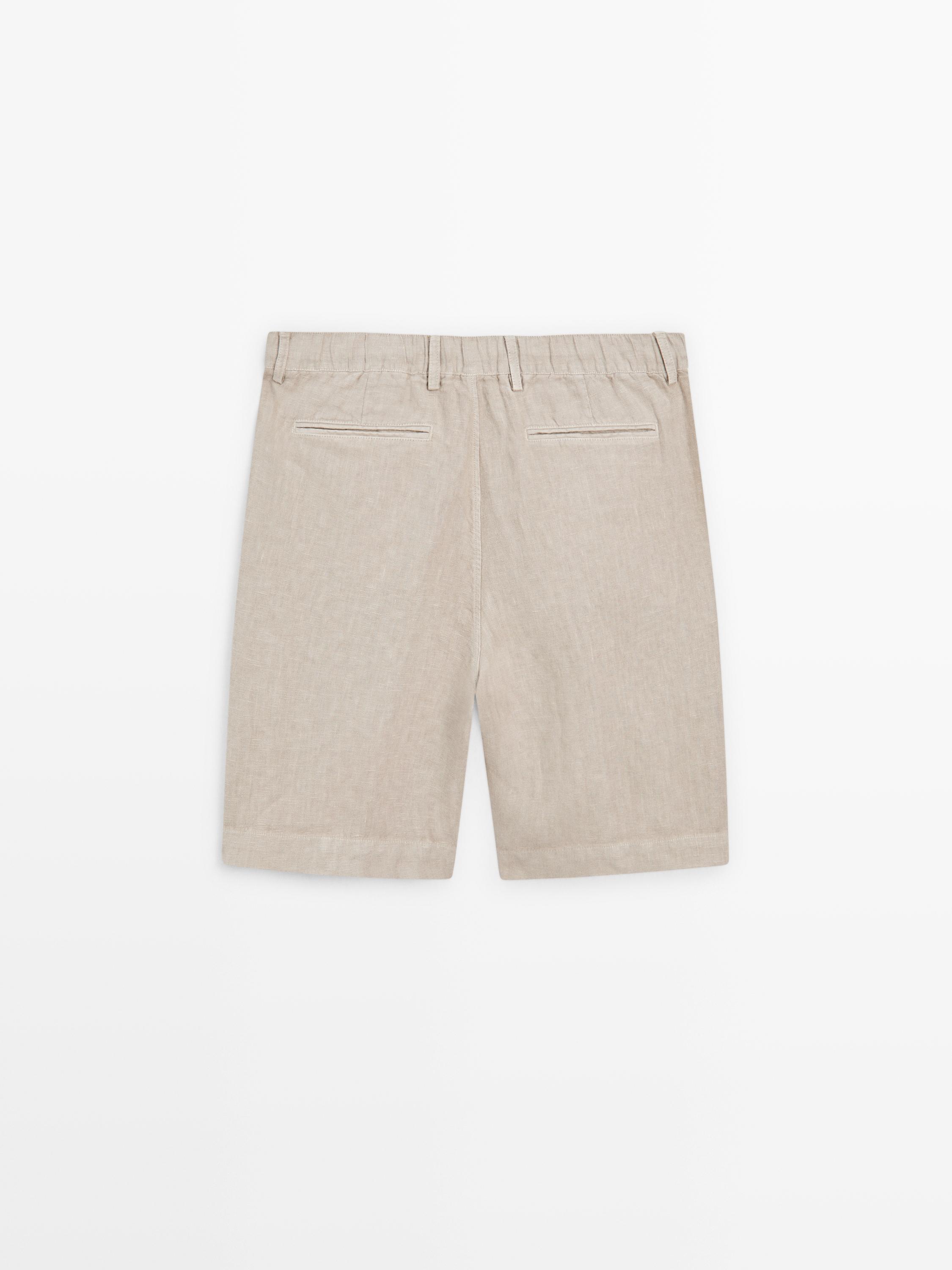 100% linen Bermuda shorts — MINK