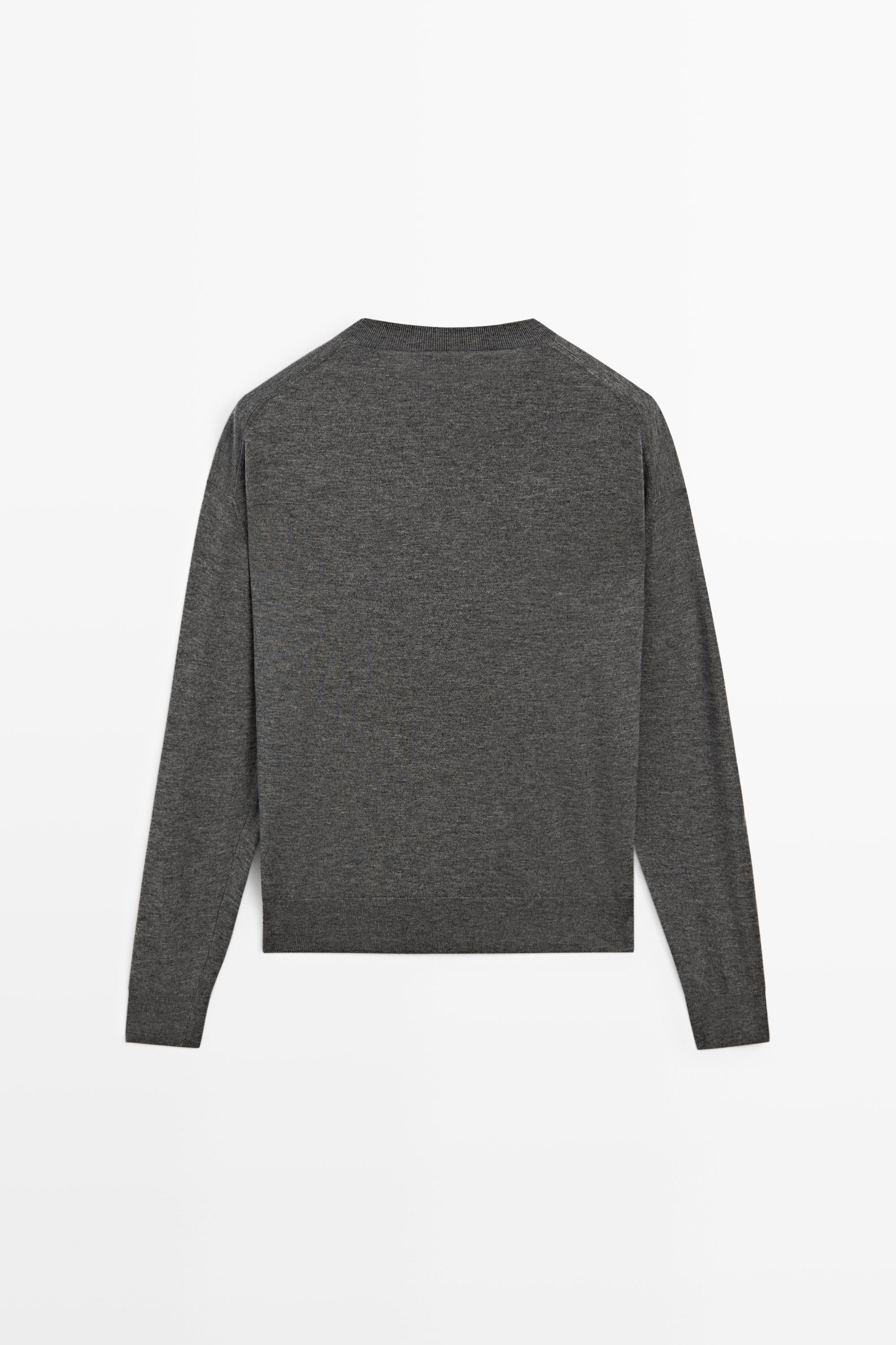 Fine knit round neck sweater — DARK GREY