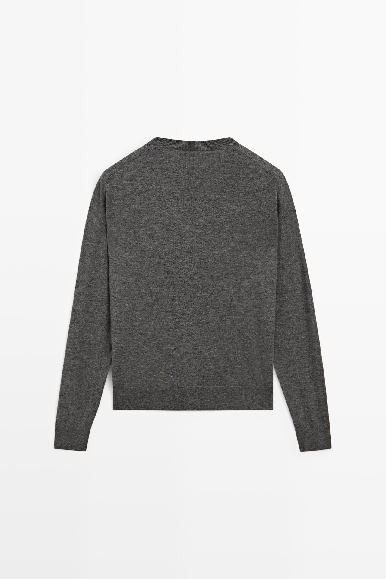 Fine knit round neck sweater — DARK GREY