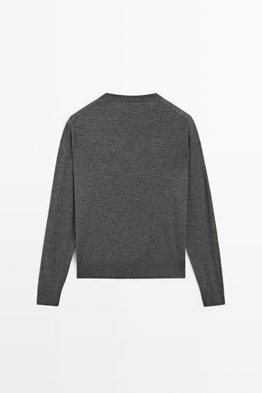 Fine knit round neck sweater — DARK GREY 6