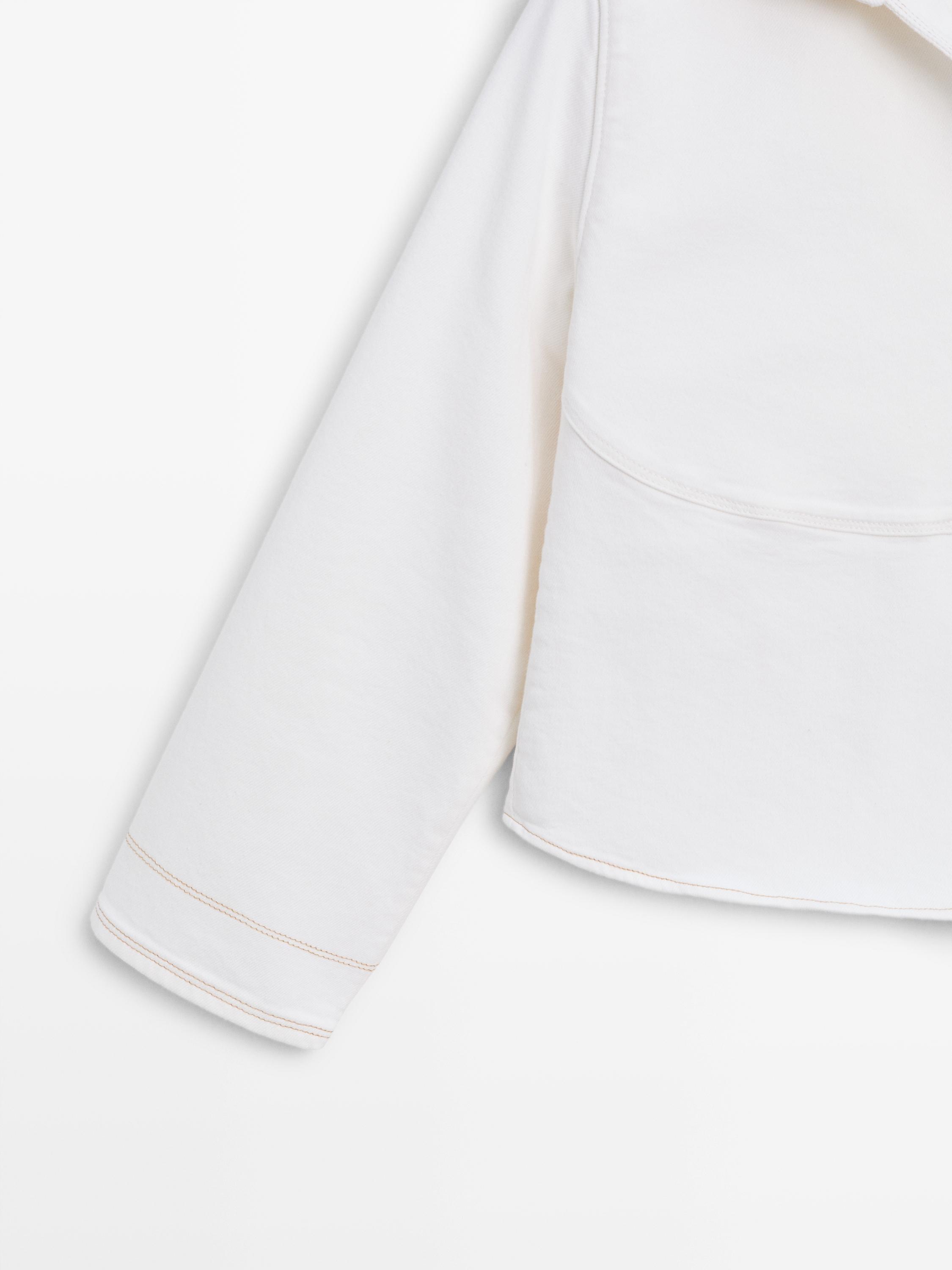 Denim jacket with contrast seam — WHITE