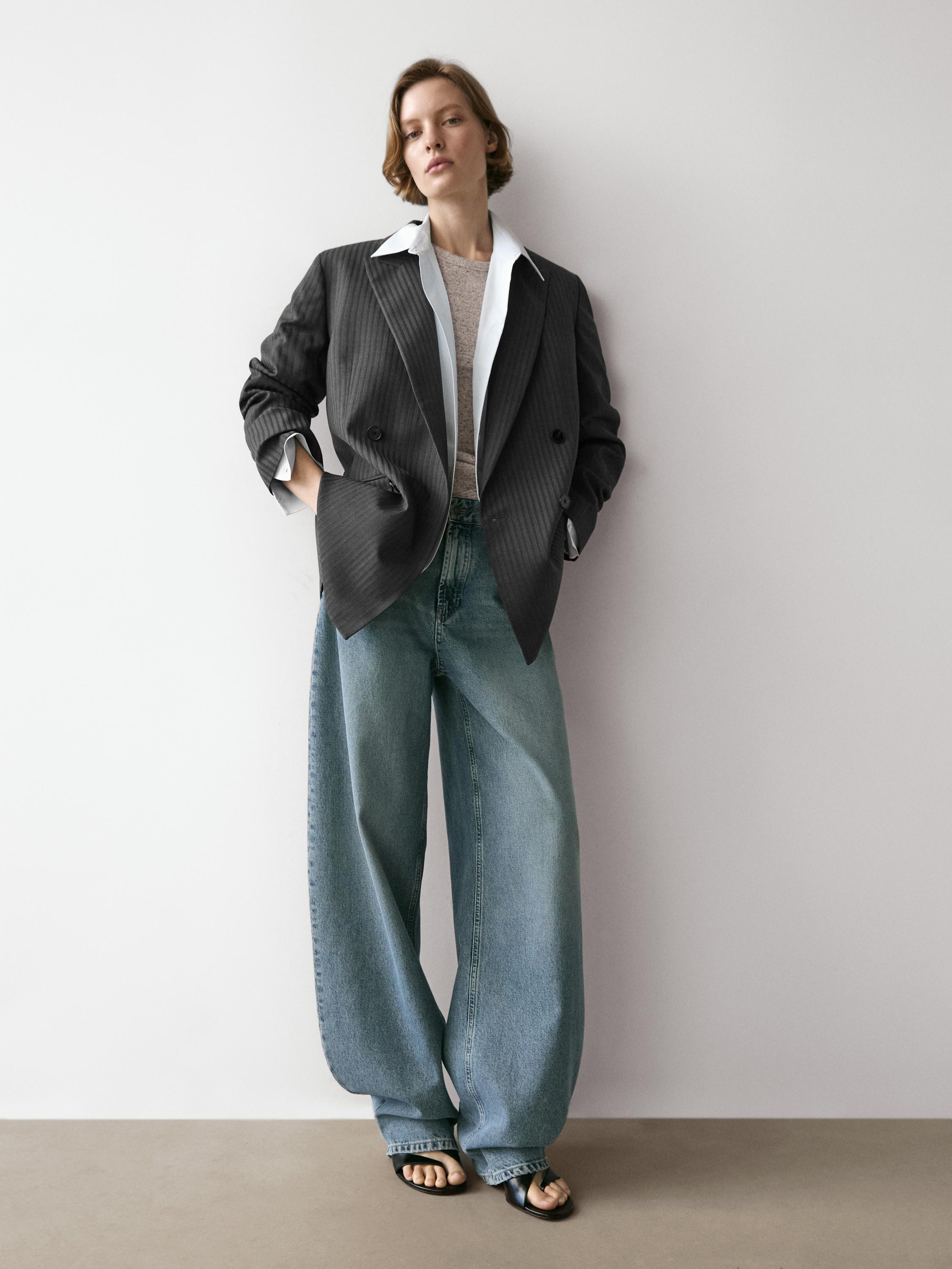 High-waist barrel fit jeans — Light Blue