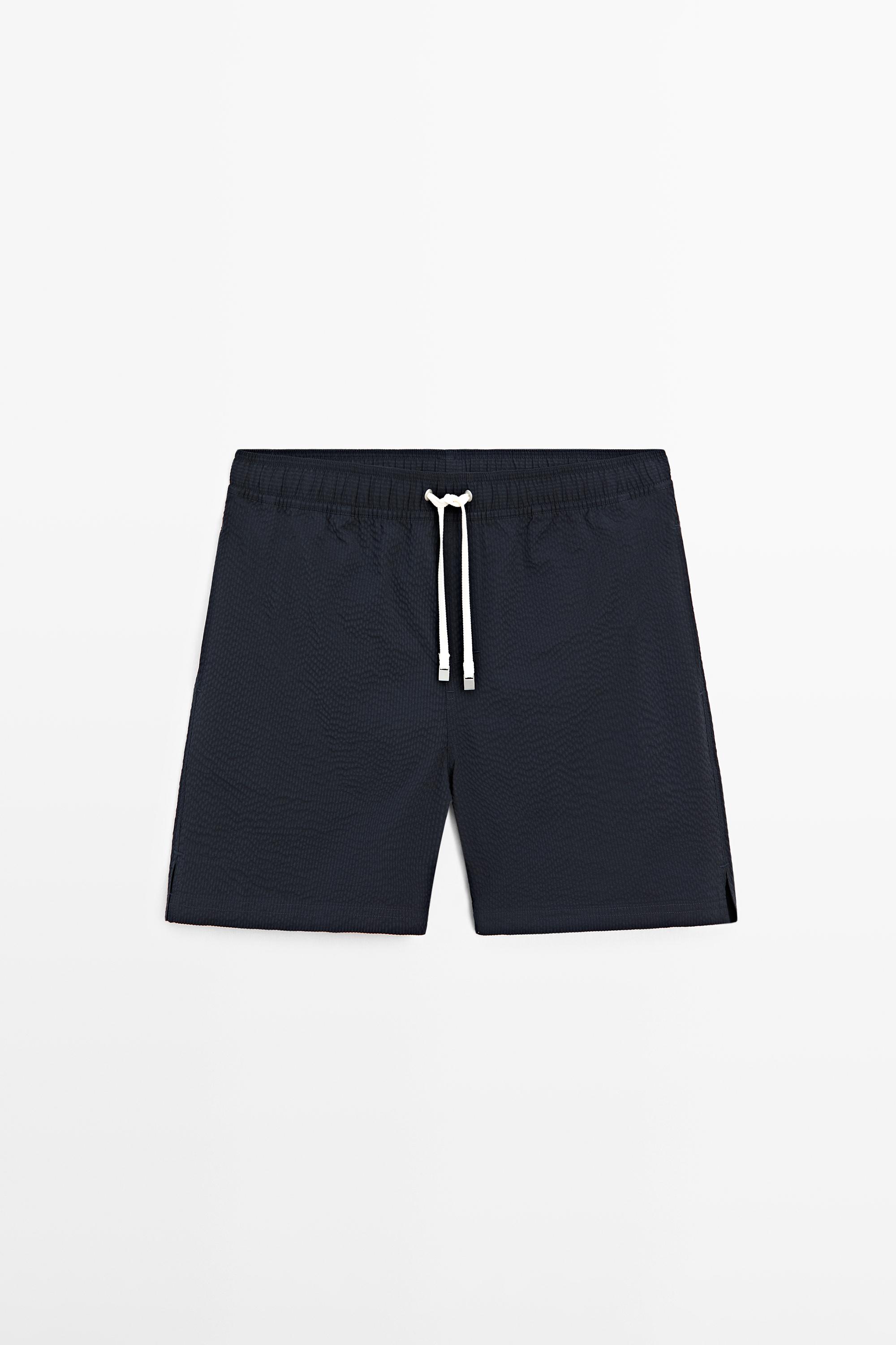 Plain textured swimsuit — NAVY BLUE