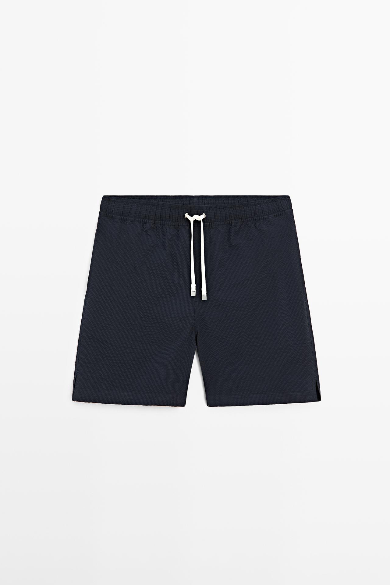Plain textured swimsuit — NAVY BLUE