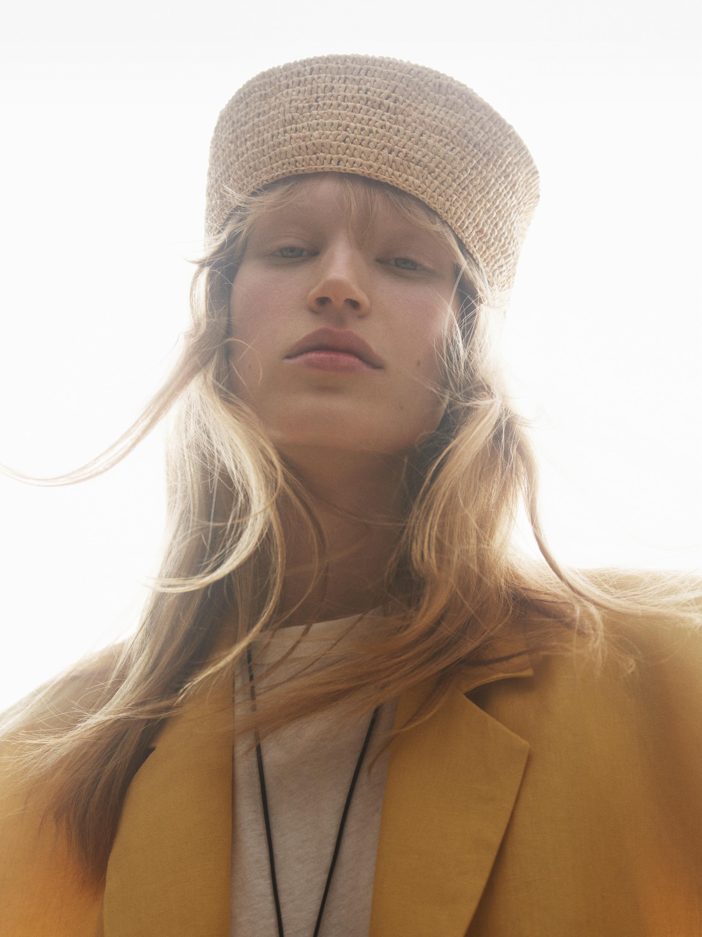 Linen double-breasted lapel vest — YELLOW