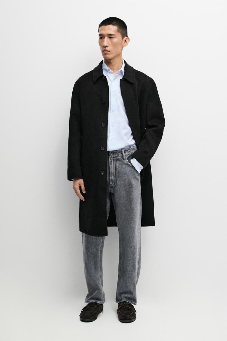 Double-faced wool blend coat — BLACK