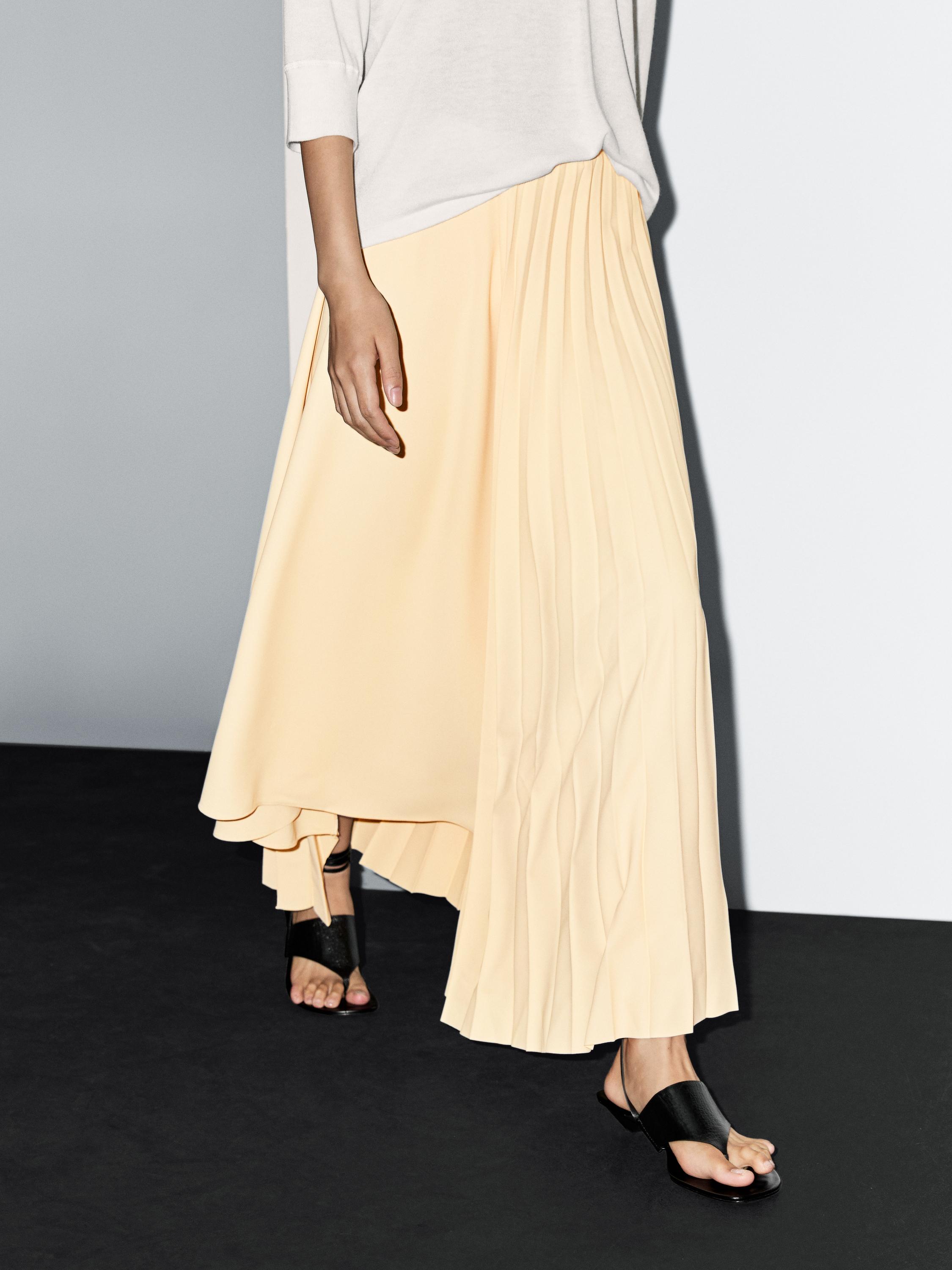 Denim midi skirt with plank detail