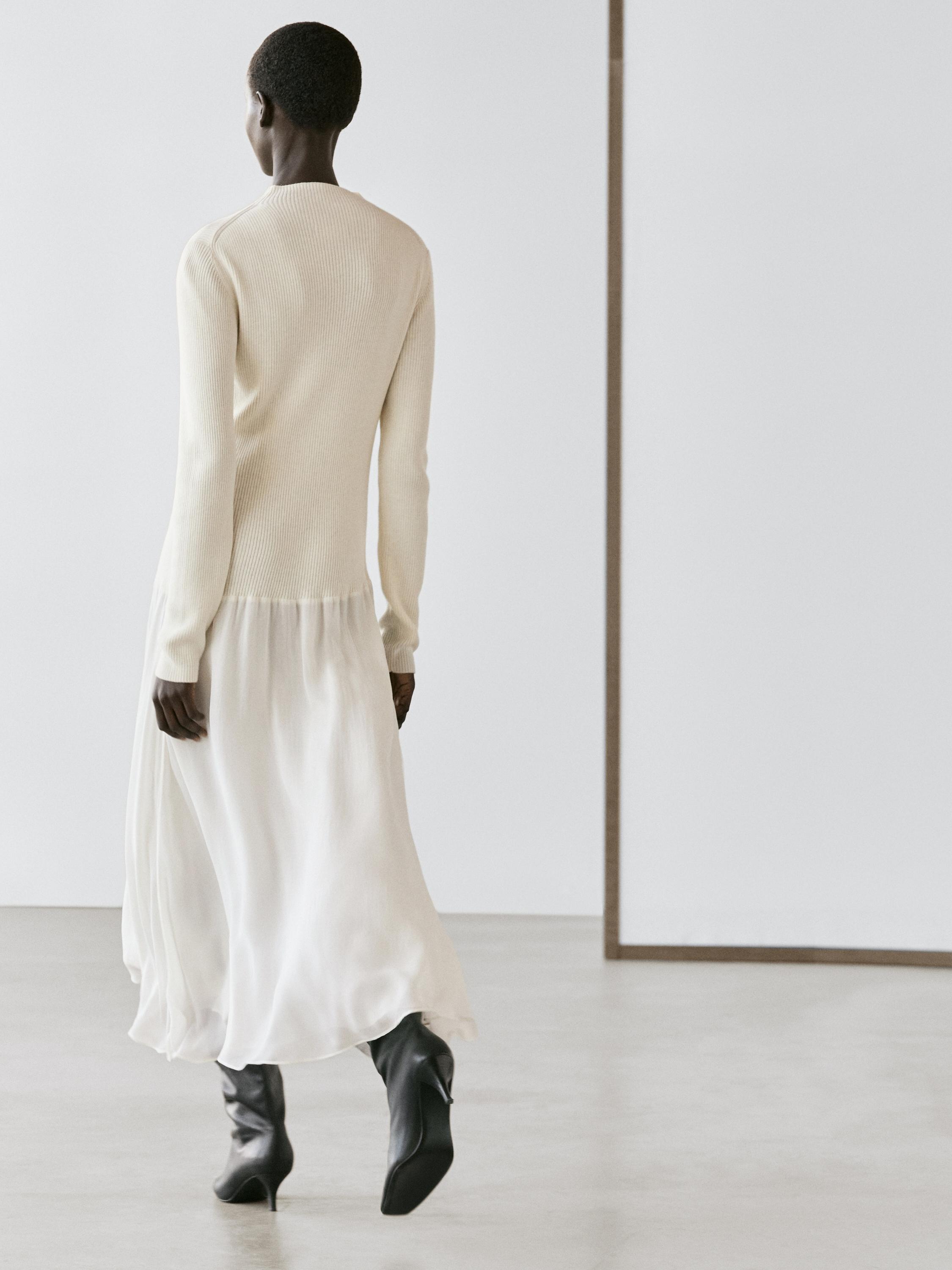 Knit dress with matching detail — CREAM