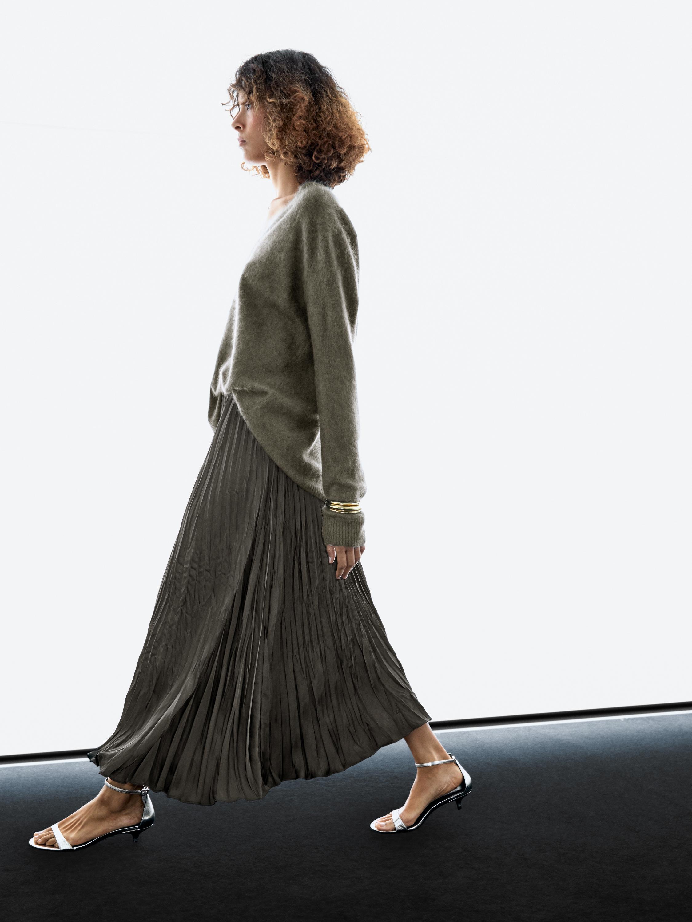Long flowing pleated skirt