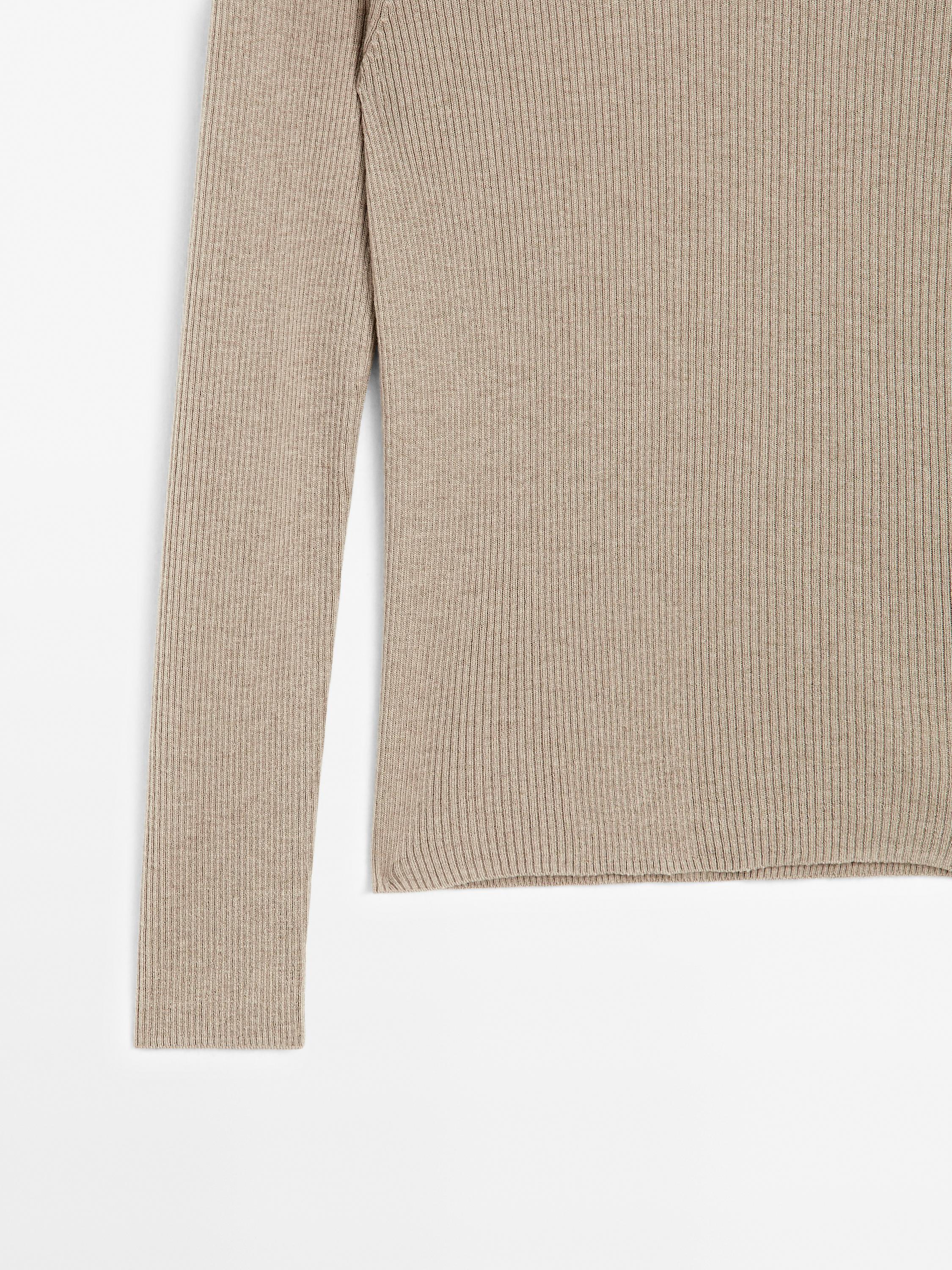 Ribbed knit wool blend sweater