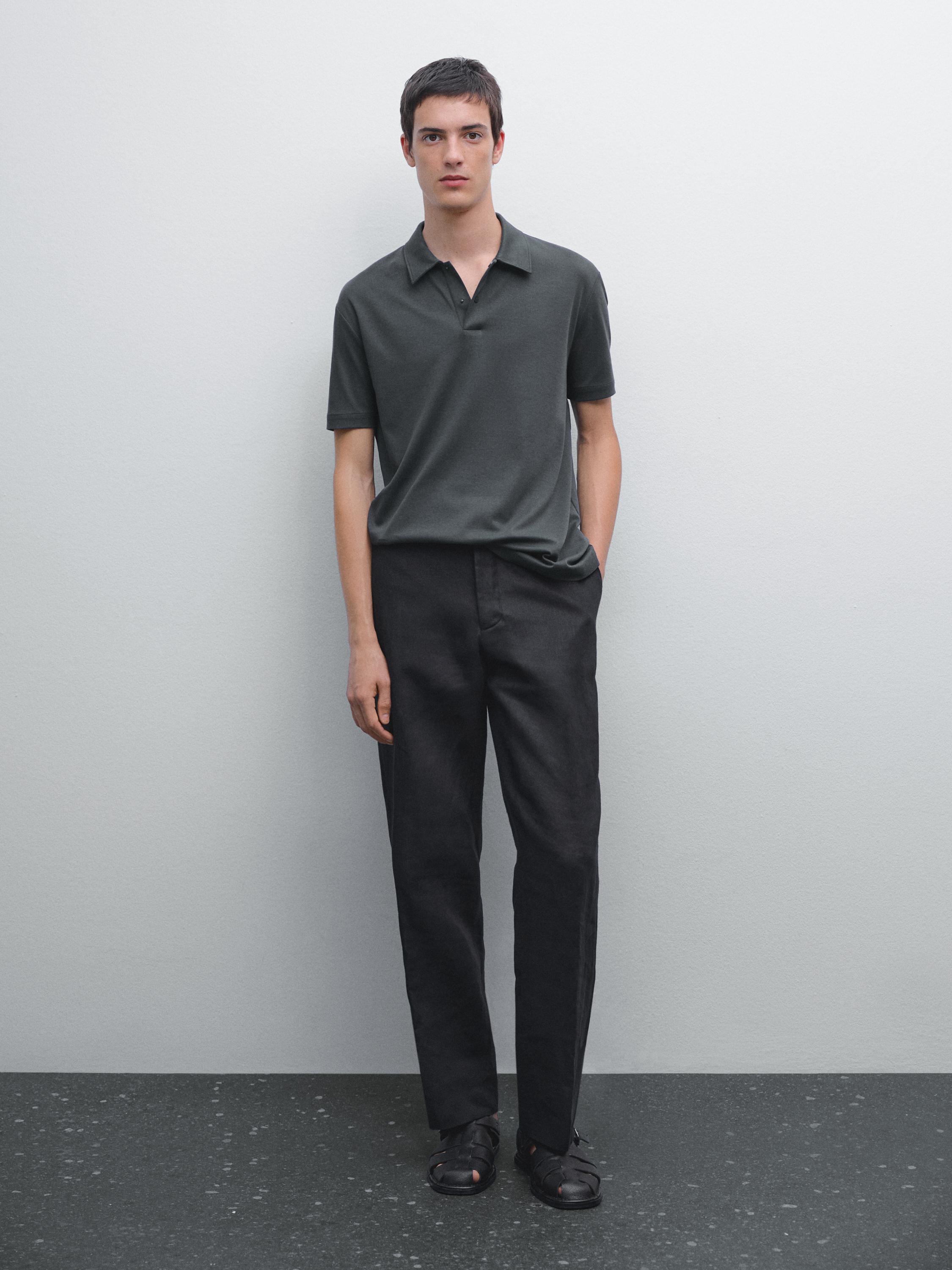 Short sleeve polo shirt with snap-button placket