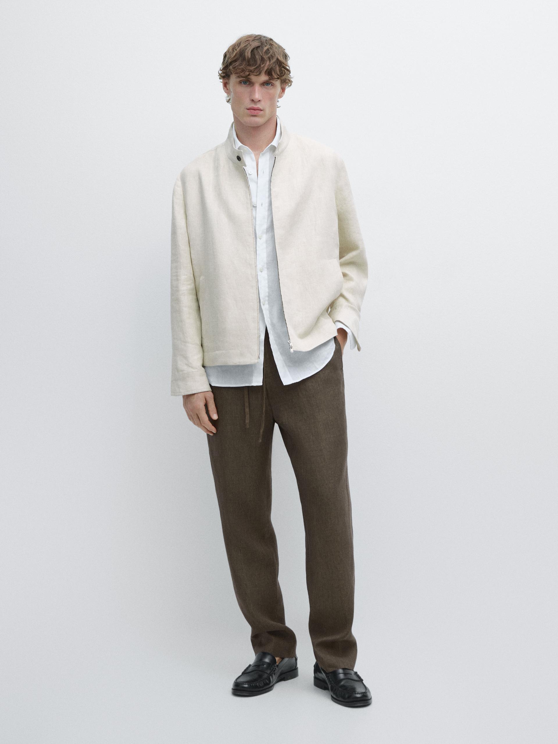 Pantalon De Jogging 100 % Lin - Vert Vigoré - Xl - Massimo Dutti - Homme