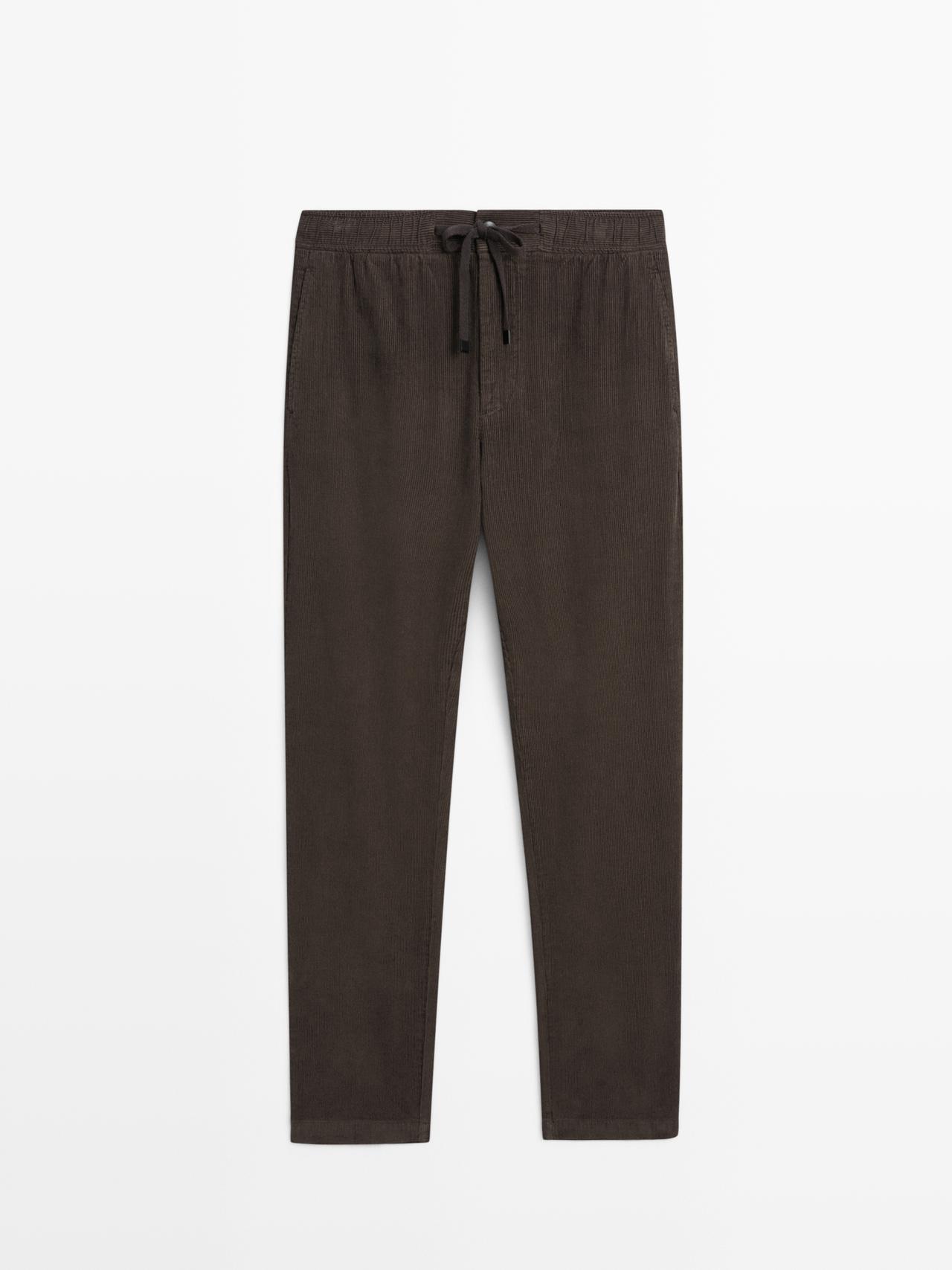 Massimo Dutti - Herre - Jogger Fit Bukser I Jernbanefløjl - Brun - S