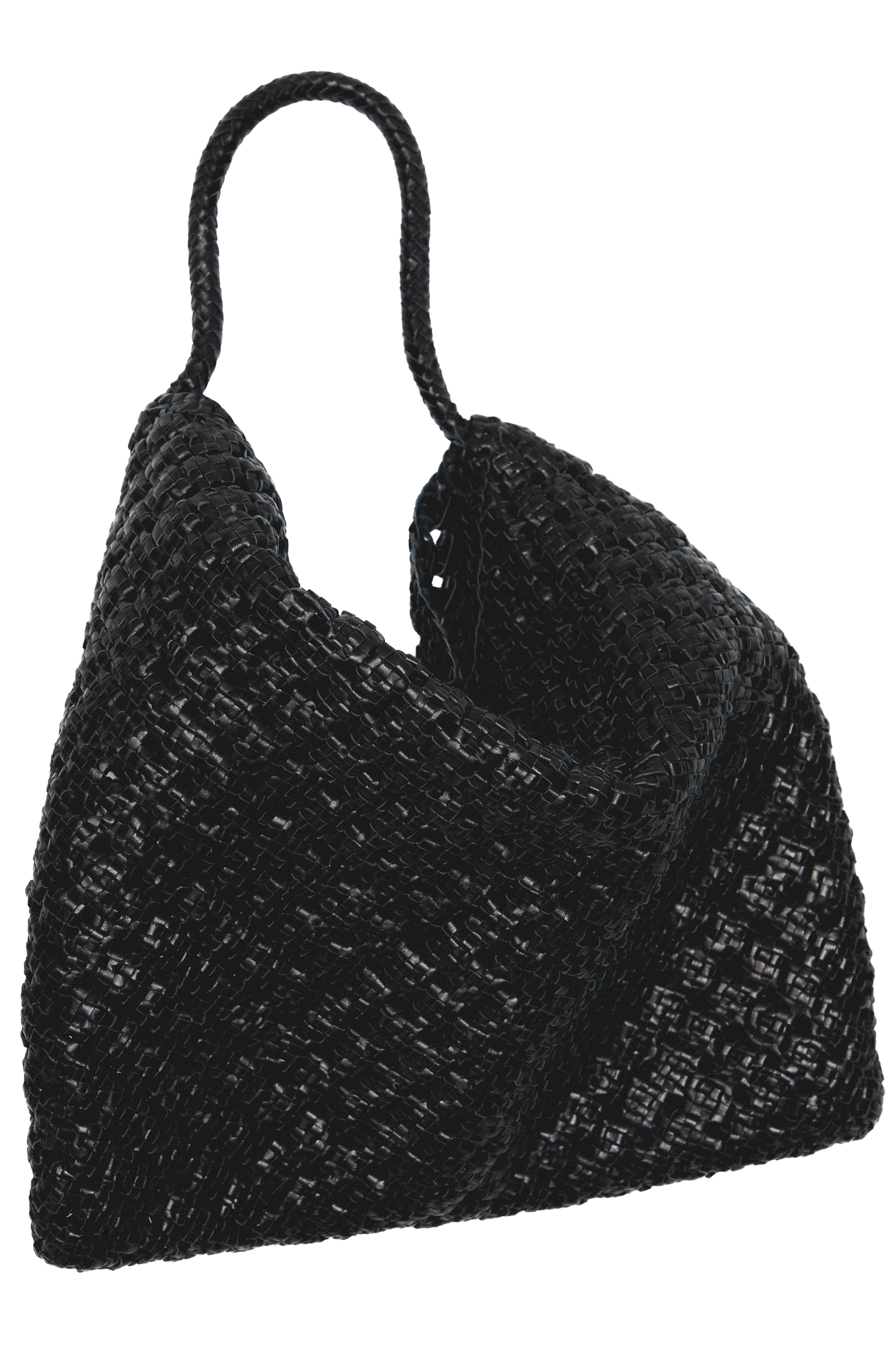 Braided nappa leather bag — BLACK