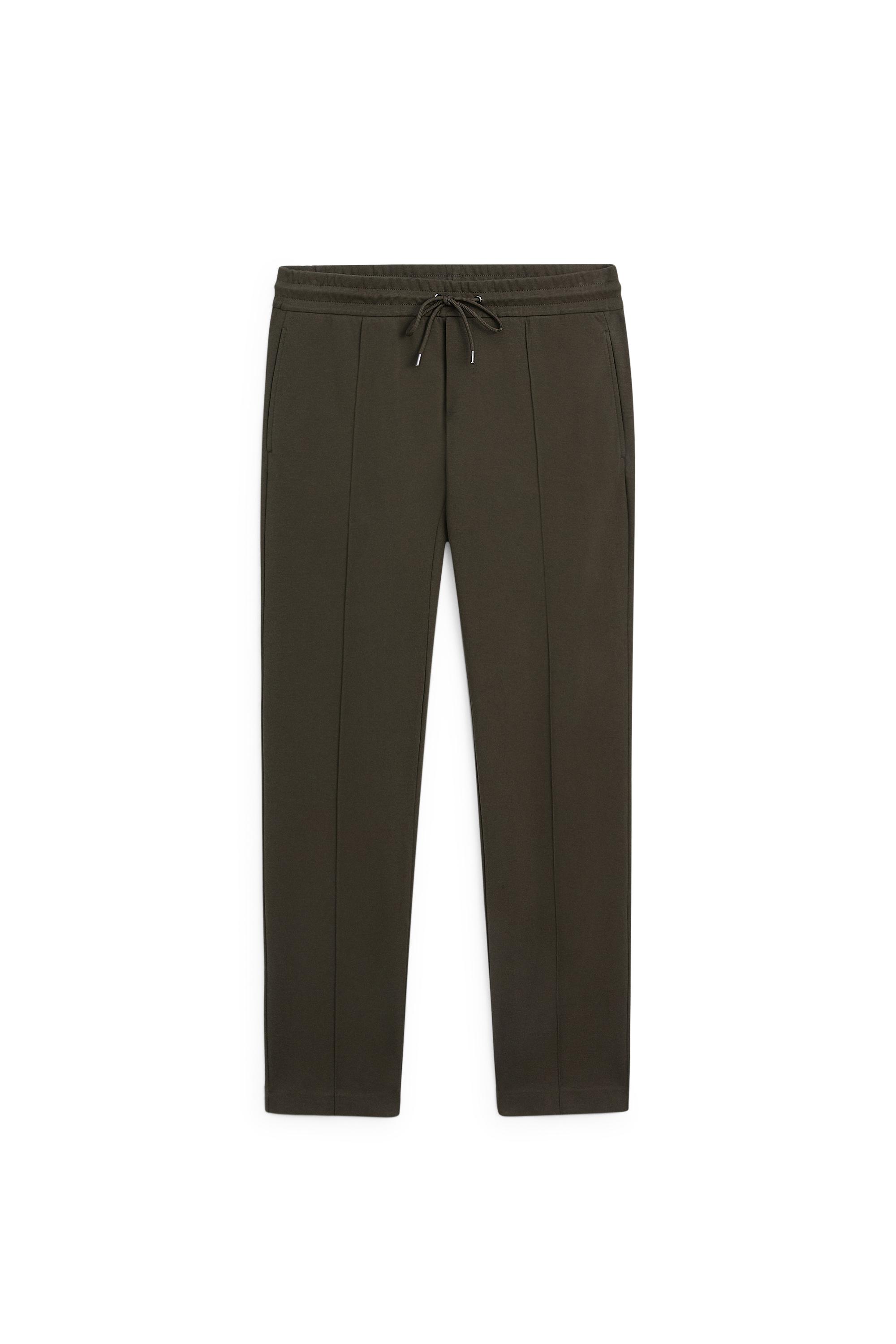 Cotton blend jogger fit trousers — DARK KHAKI