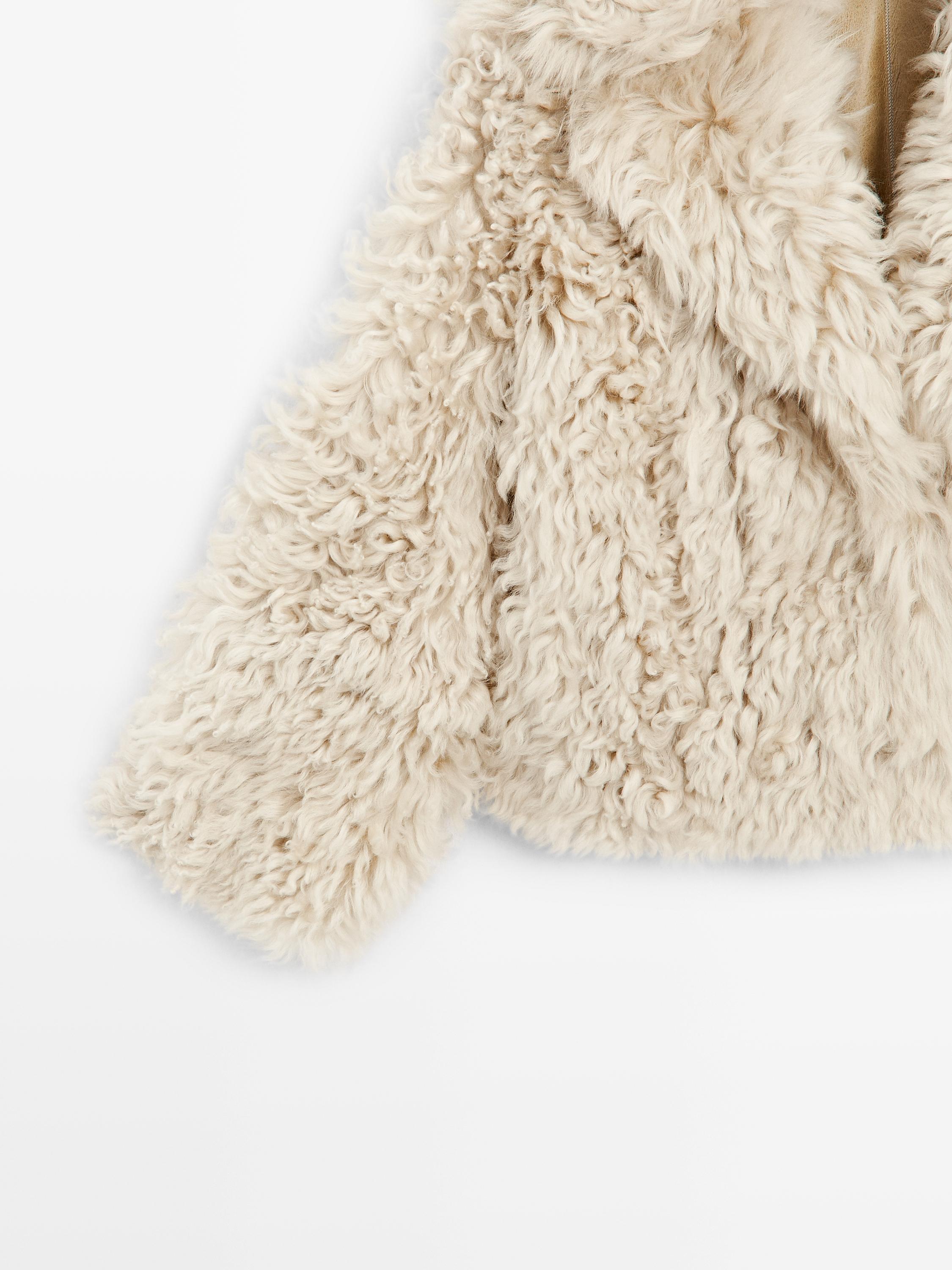 Short leather coat with fur - STUDIO — CREAM