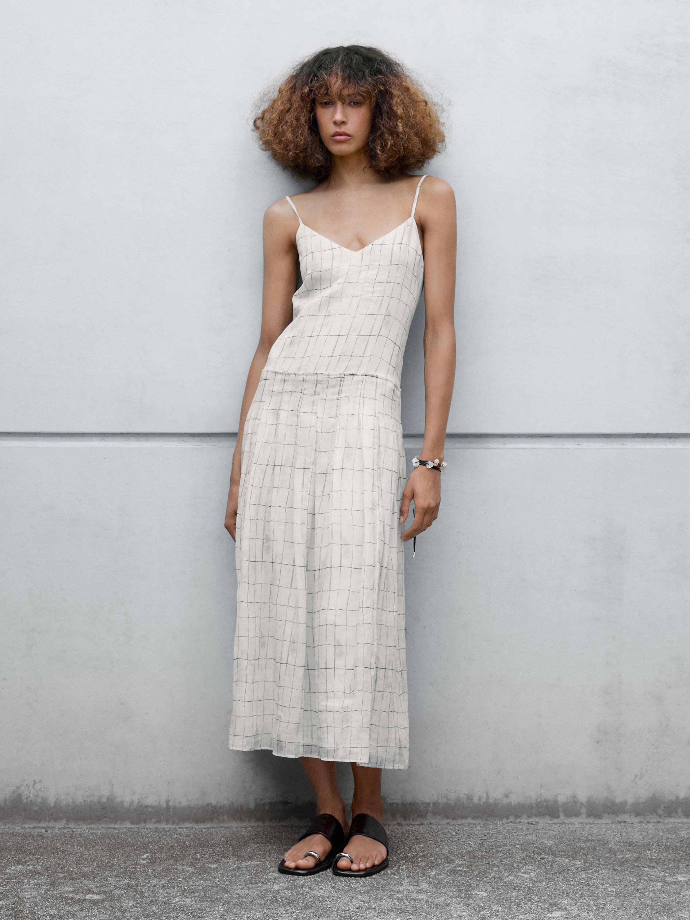 ★Massimo Dutti★ Flare Check Midi Dress Women's Midi Dresses - Massimo Dutti - US